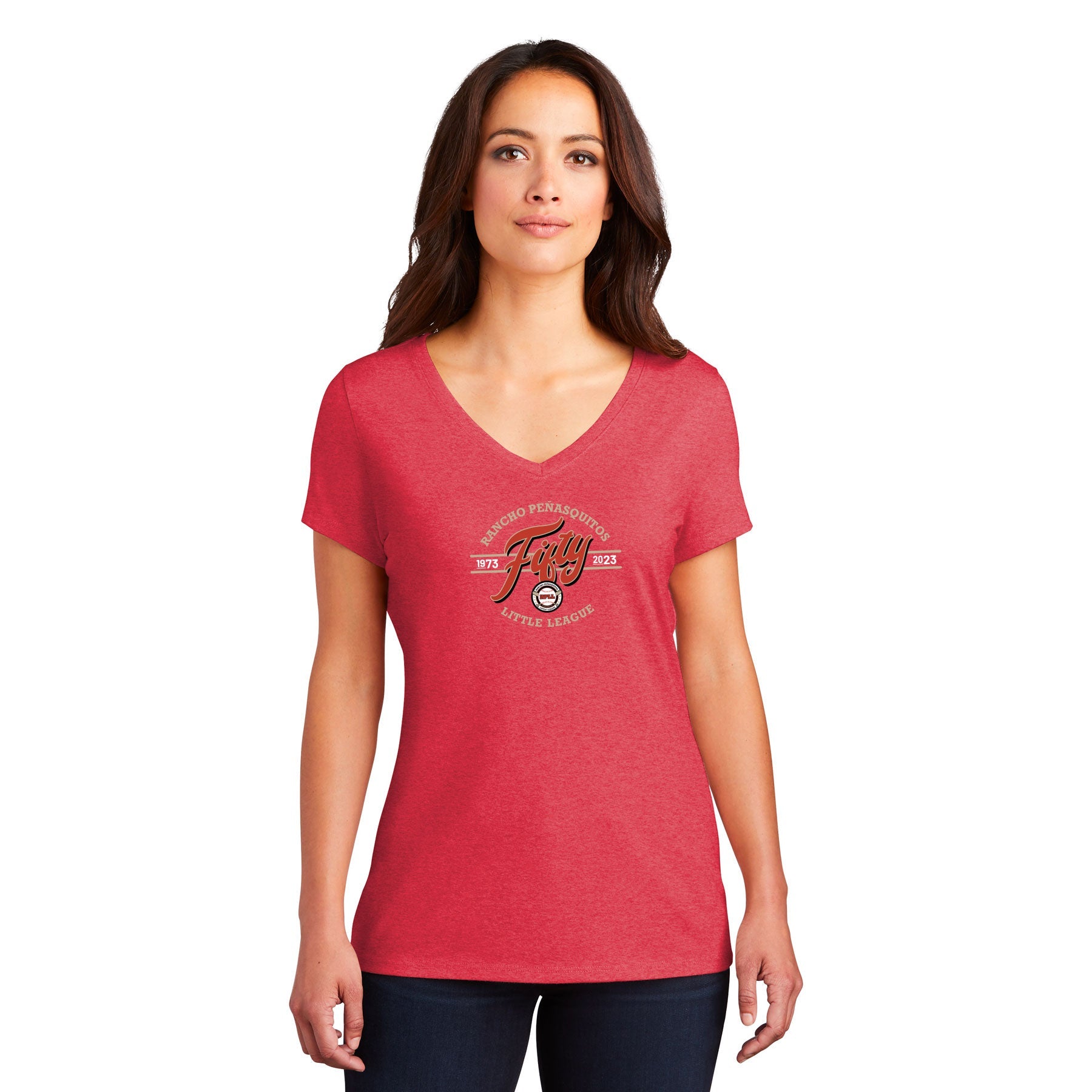 FIFTY SCRIPT WOMEN'S V-NECK TEE