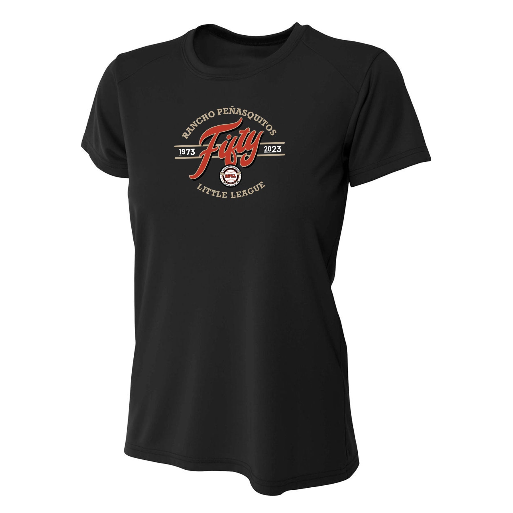 FIFTY SCRIPT WOMEN'S PERFORMANCE SHORT SLEEVE TEE