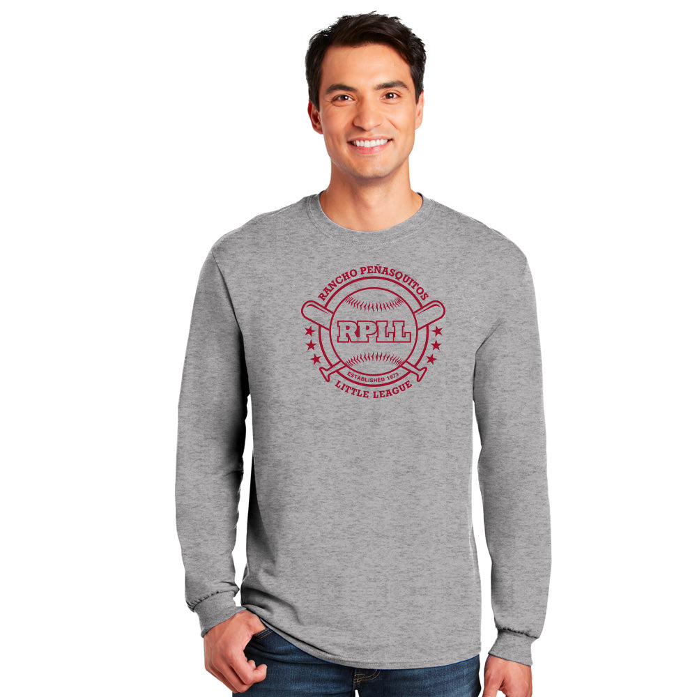 RPLL Men's 100% Cotton Long Sleeve T-Shirt - Red Outline