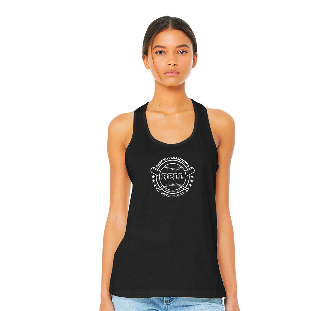 RPLL Women's BELLA+CANVAS Women's Jersey Racerback Tank - White Outline