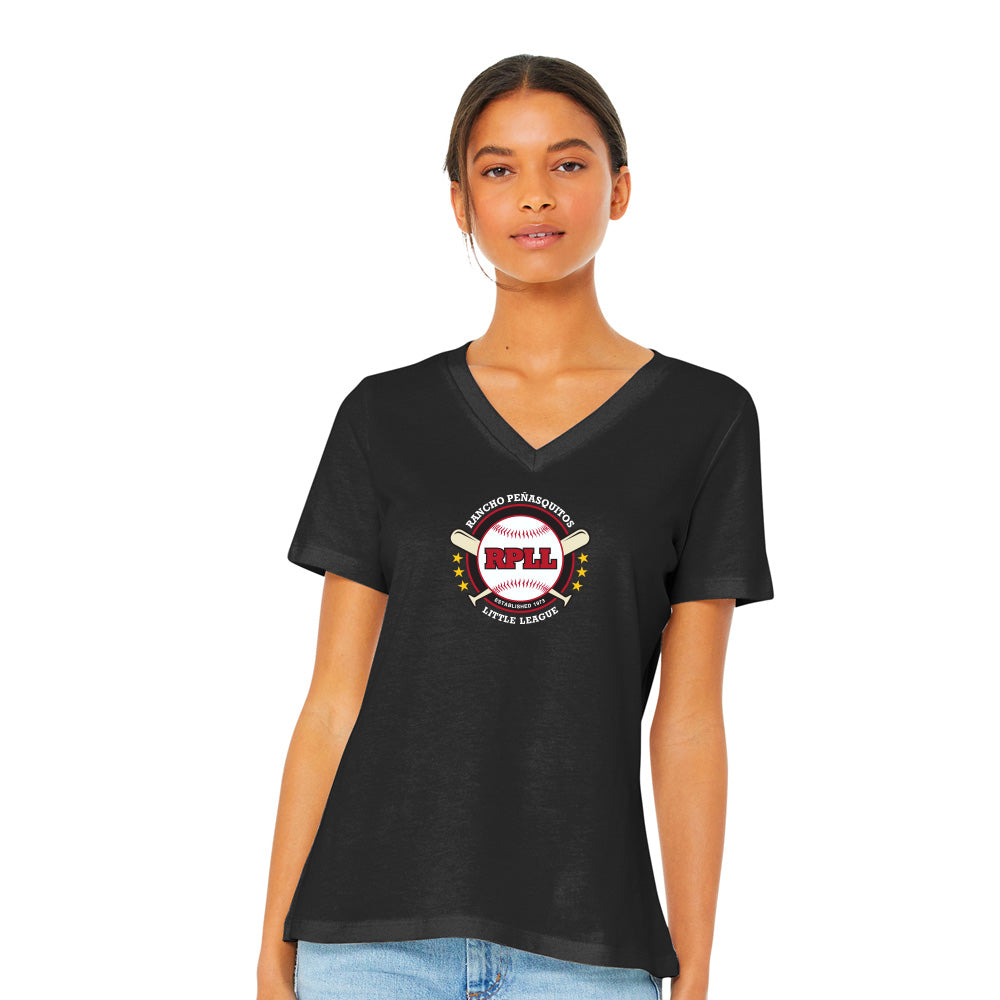 RPLL Women's BELLA+CANVAS Women's Relaxed Jersey Short Sleeve V-Neck Tee - Full Logo