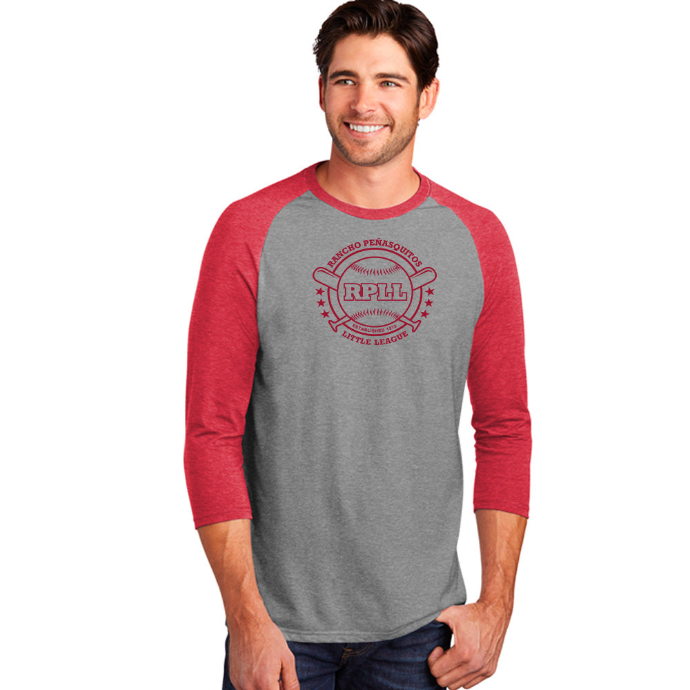 RPLL Men's 3/4-Sleeve Raglan - Red Outline