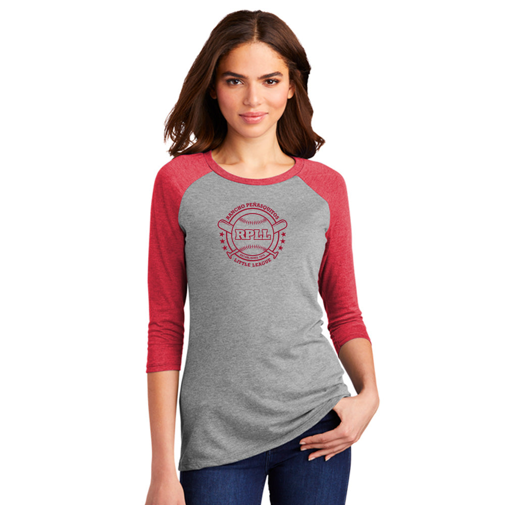 RPLL Women's 3/4-Sleeve Raglan - Red Outline