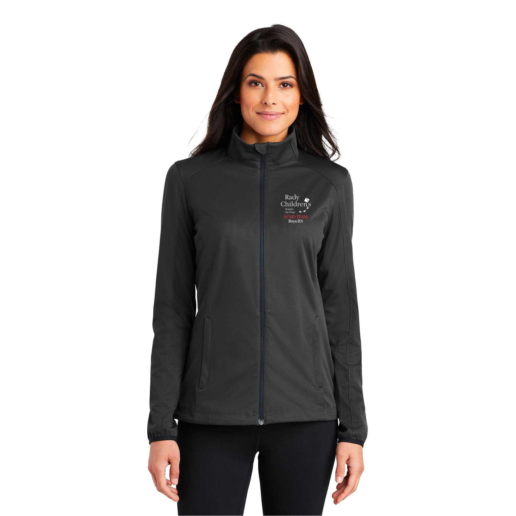 RADY'S ECMO TEAM LOGO PORT AUTHORITY LADIES ACTIVE SOFT SHELL JACKET