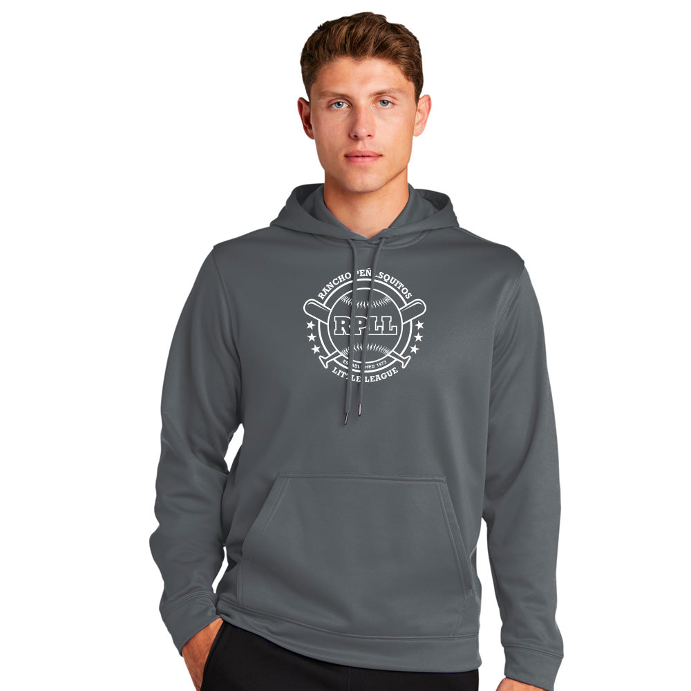 RPLL Men's Wicking Fleece Hooded Pullover - White Outline