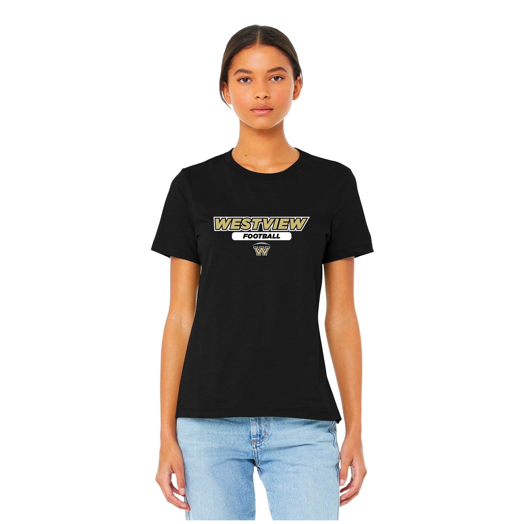WESTVIEW FOOTBALL FRONT CHEST - BELLA+CANVAS ® WOMENÕS FAN TEE