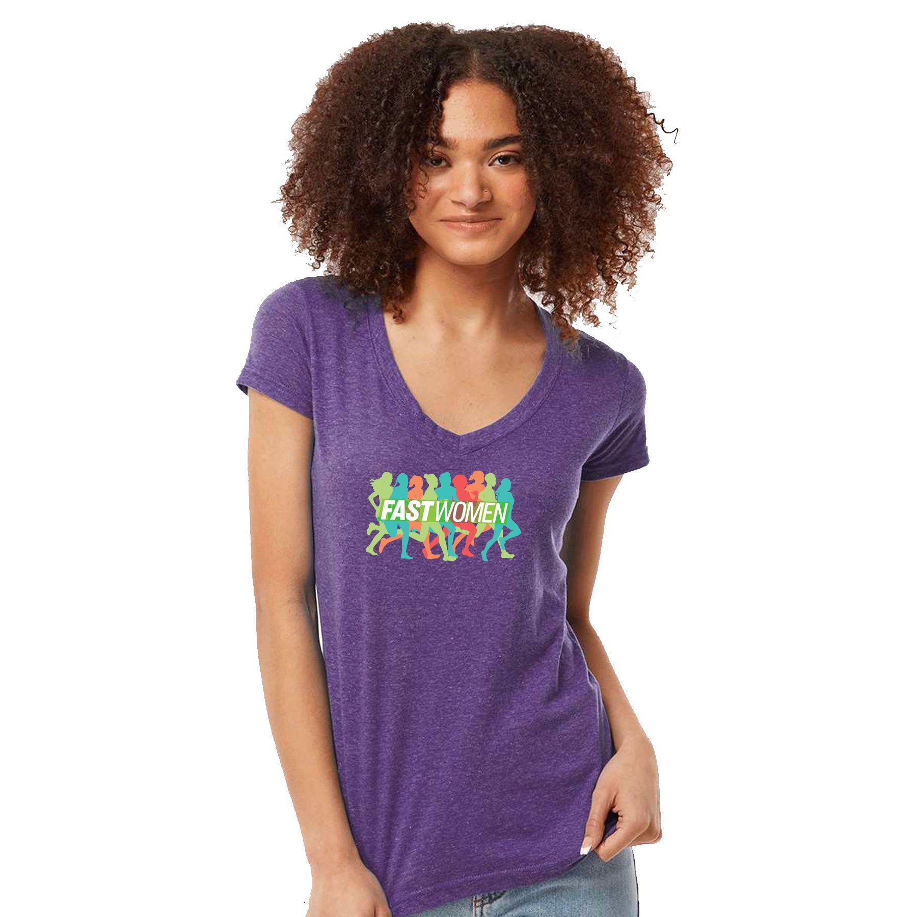 FAST WOMEN LOGO POLY-RICH V-NECK T-SHIRT