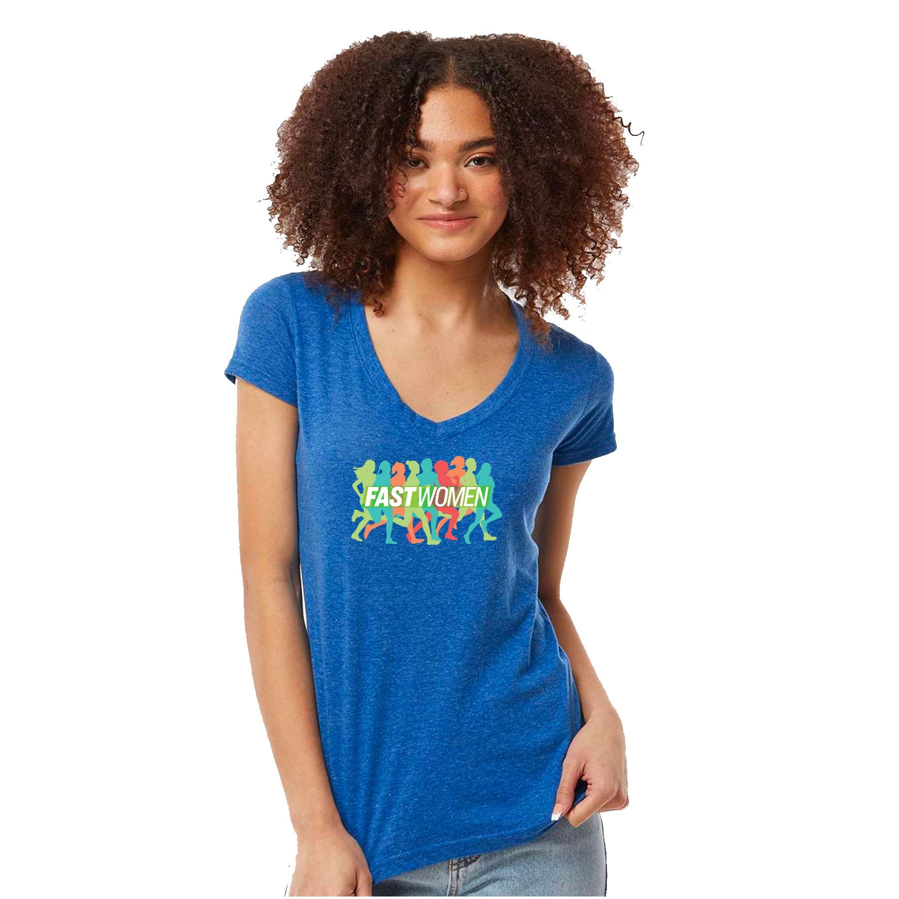FAST WOMEN LOGO POLY-RICH V-NECK T-SHIRT