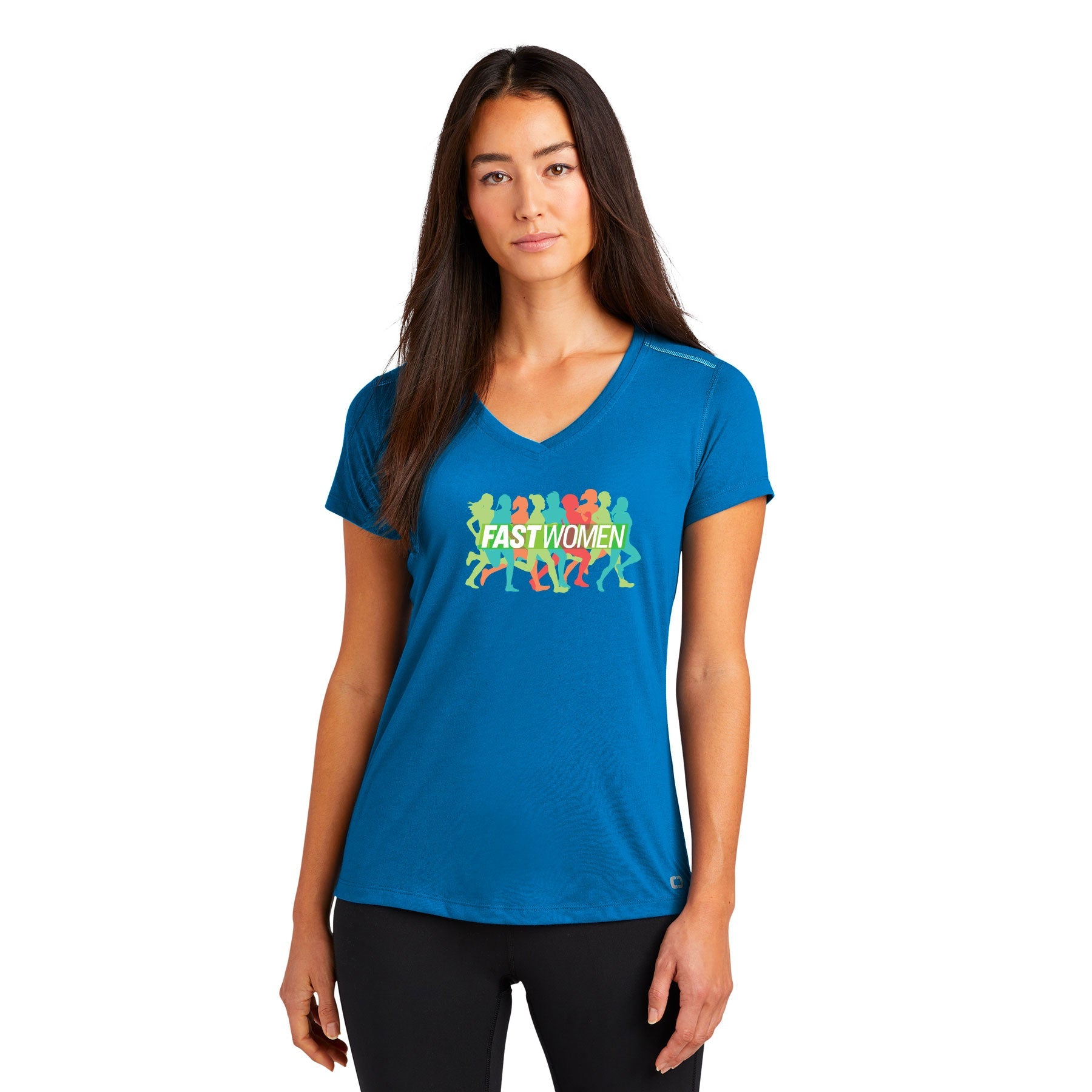 FAST WOMEN LOGO LADIES PEAK V-NECK TEE