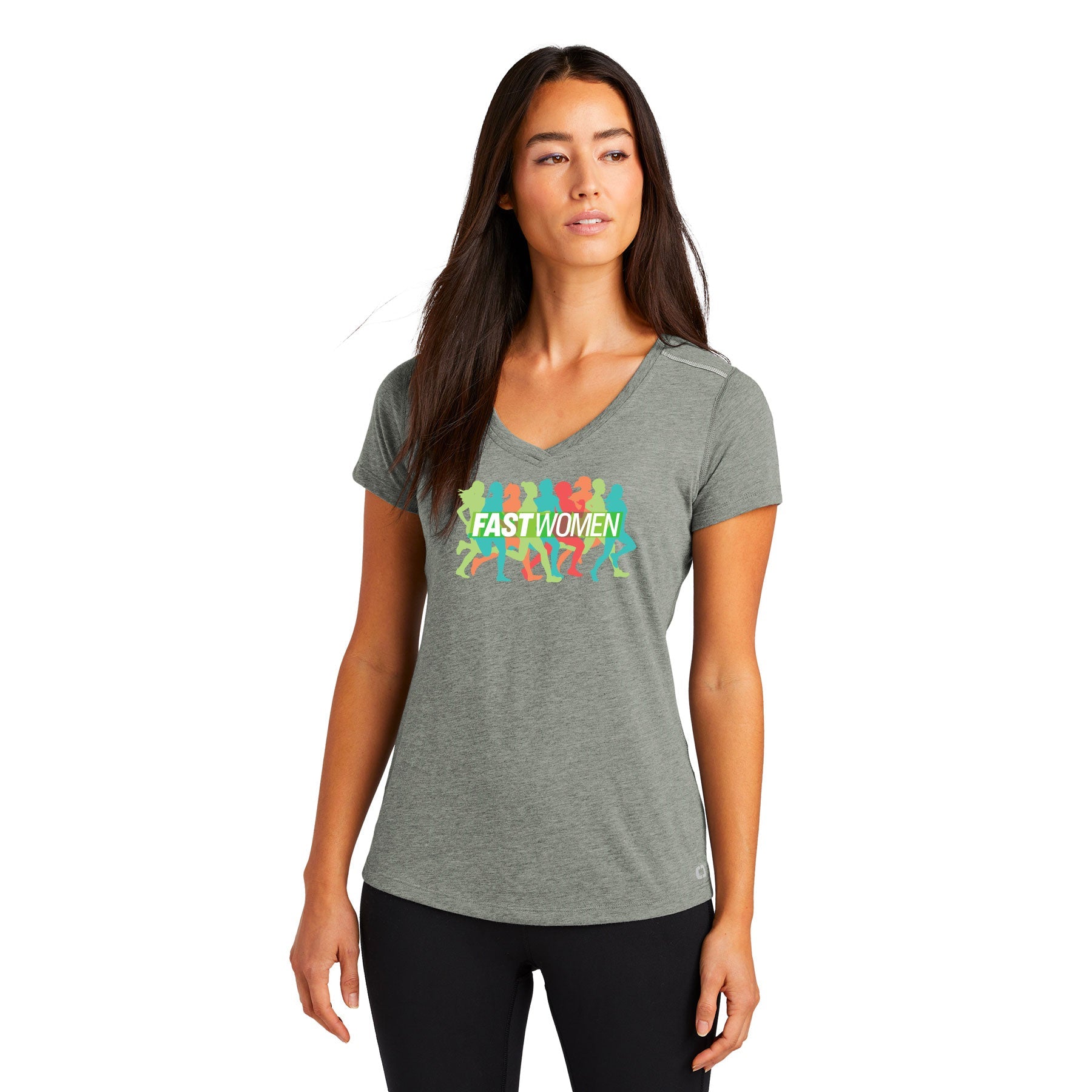 FAST WOMEN LOGO LADIES PEAK V-NECK TEE