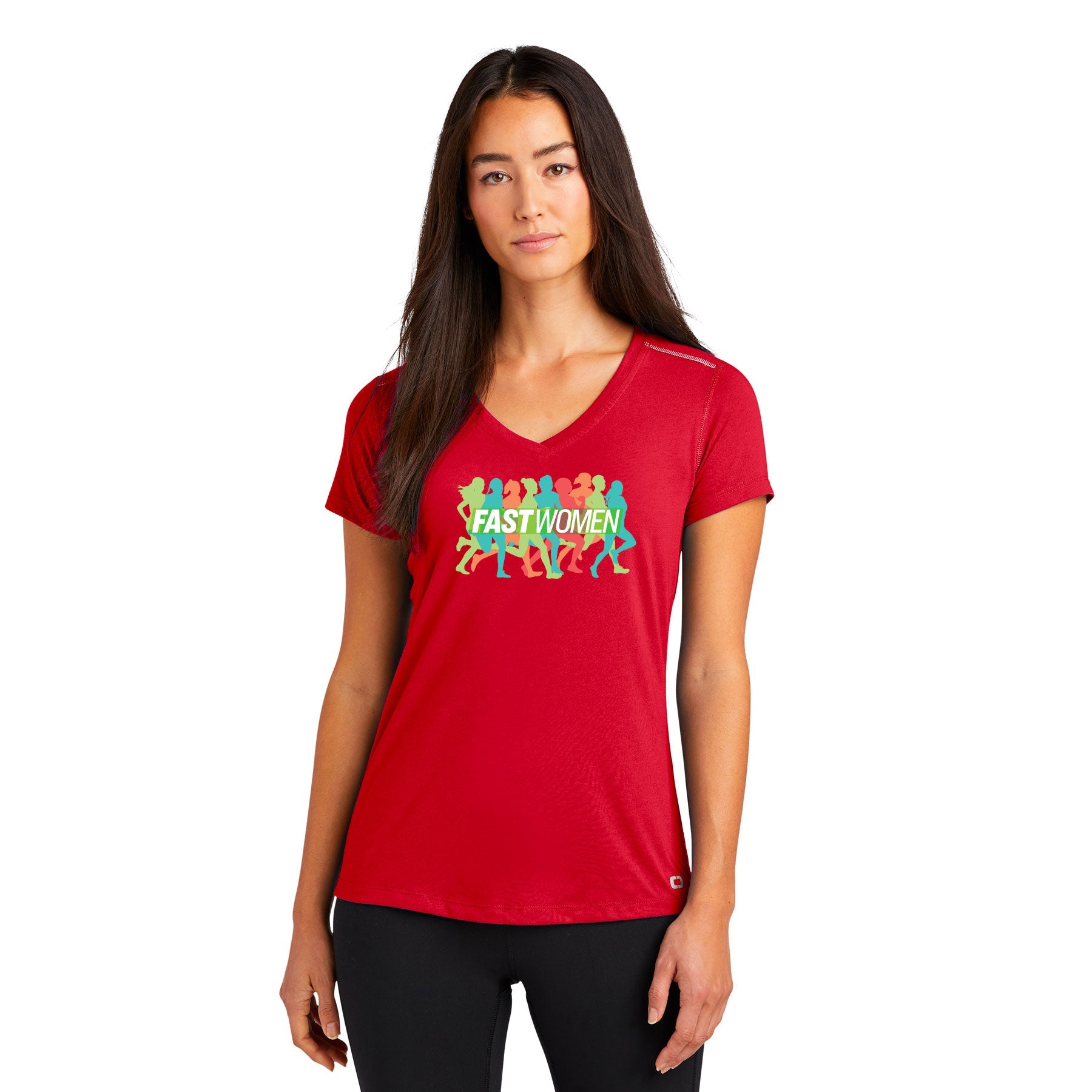 FAST WOMEN LOGO LADIES PEAK V-NECK TEE