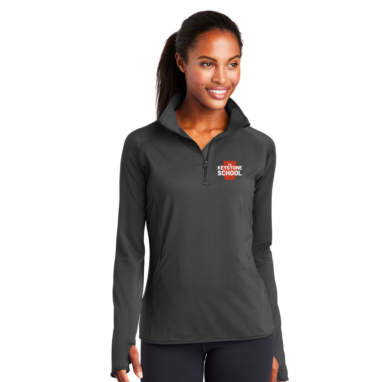 THE KEYSTONE SCHOOL STAMP LADIES SPORT-WICK STRETCH 1/4-ZIP PULLOVER