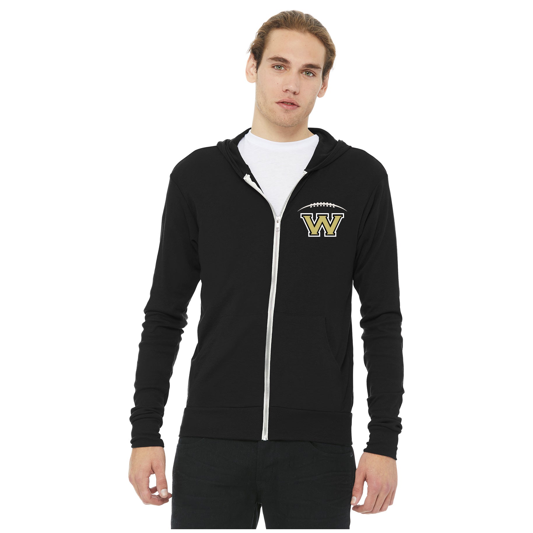WESTVIEW FOOTBALL FRONT CHEST - BELLA+CANVAS ® UNISEX TRIBLEND FULL-ZIP LIGHTWEIGHT HOODIE
