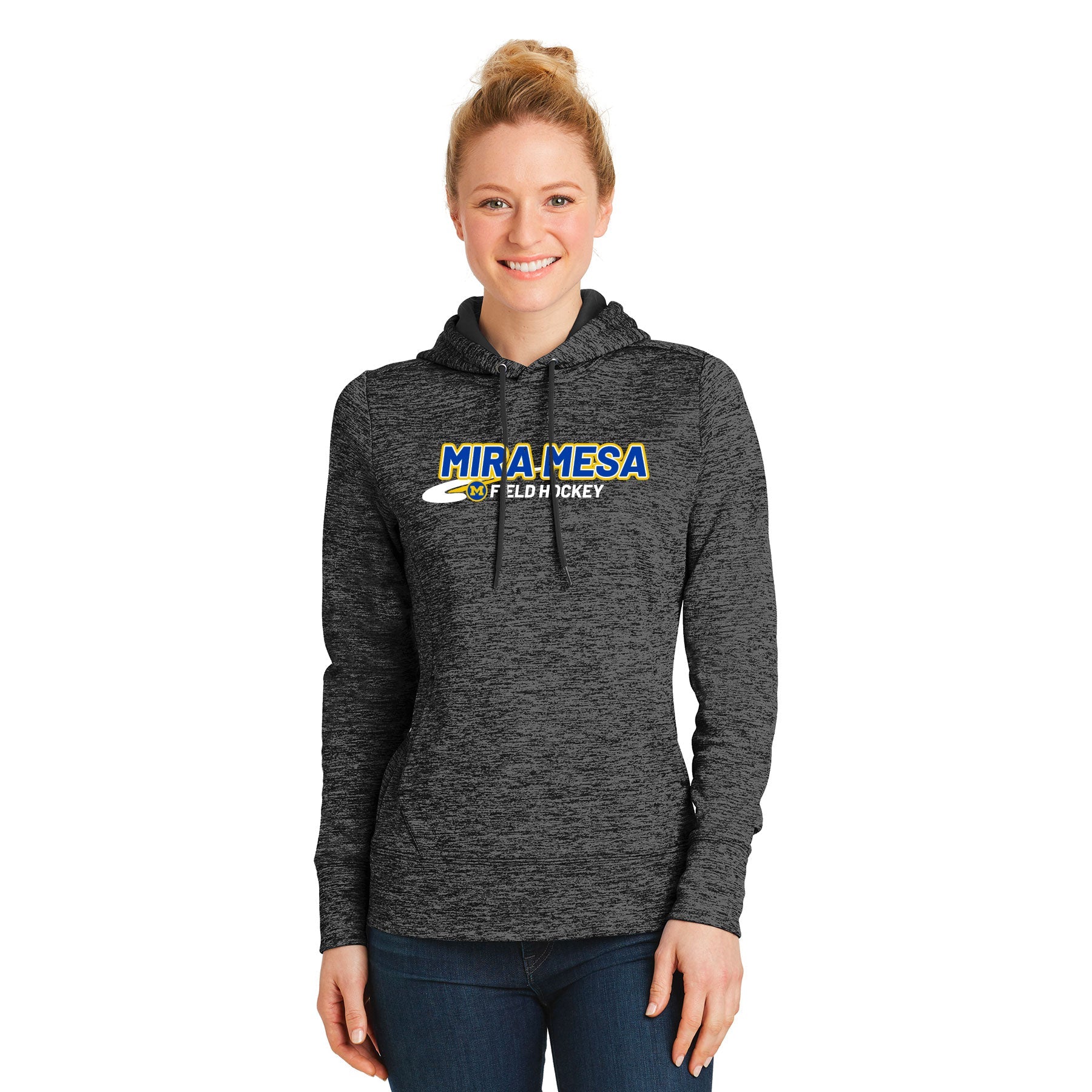 MIRA MESA FIELD HOCKEY LOGO LADY'S POSICHARGEELECTRIC HEATHER FLEECE HOODED PULLOVER