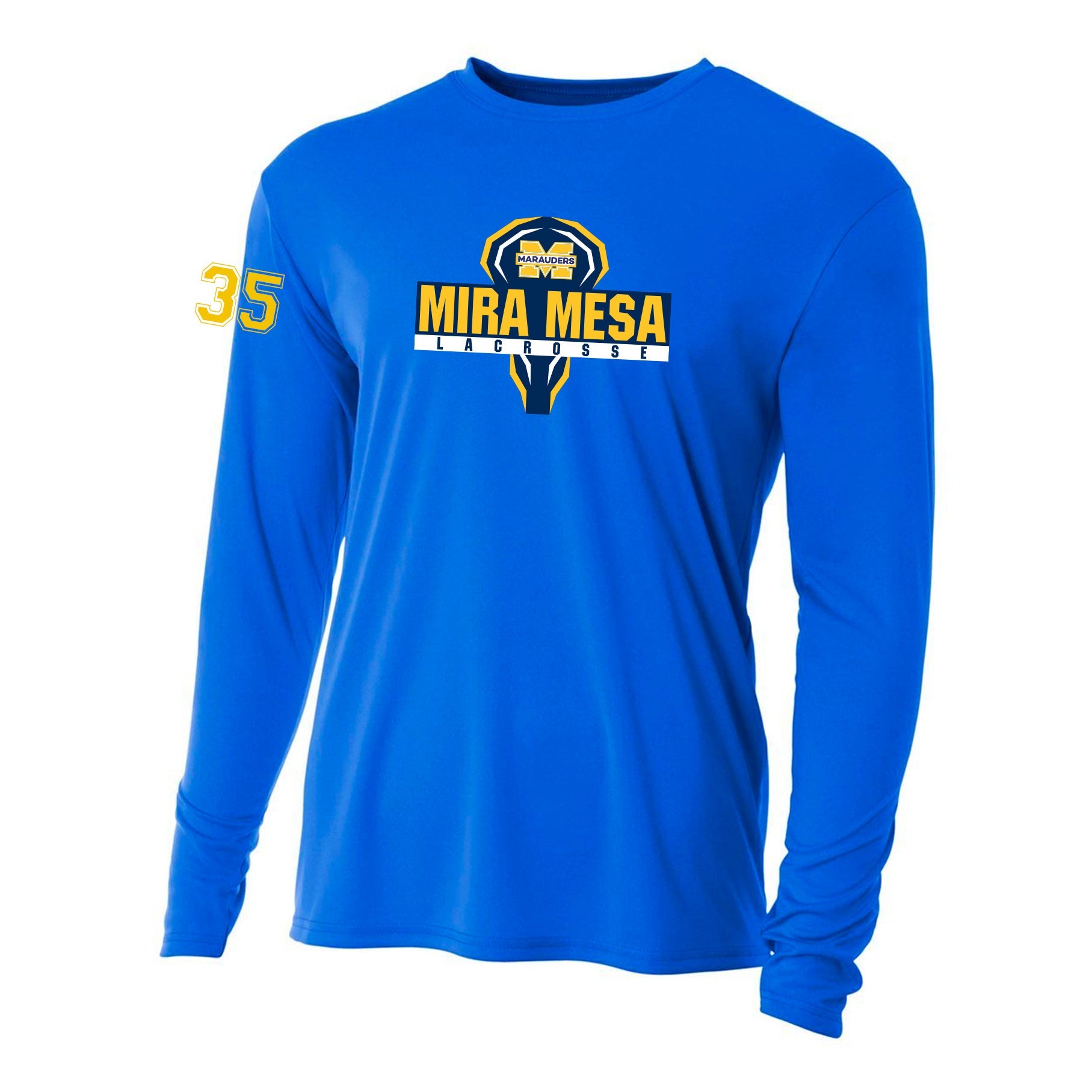 MIRA MESA GIRL'S LACROSSE MEN'S PERFORMANCE LONG SLEEVE TEE - TEAM LOGO PRINT