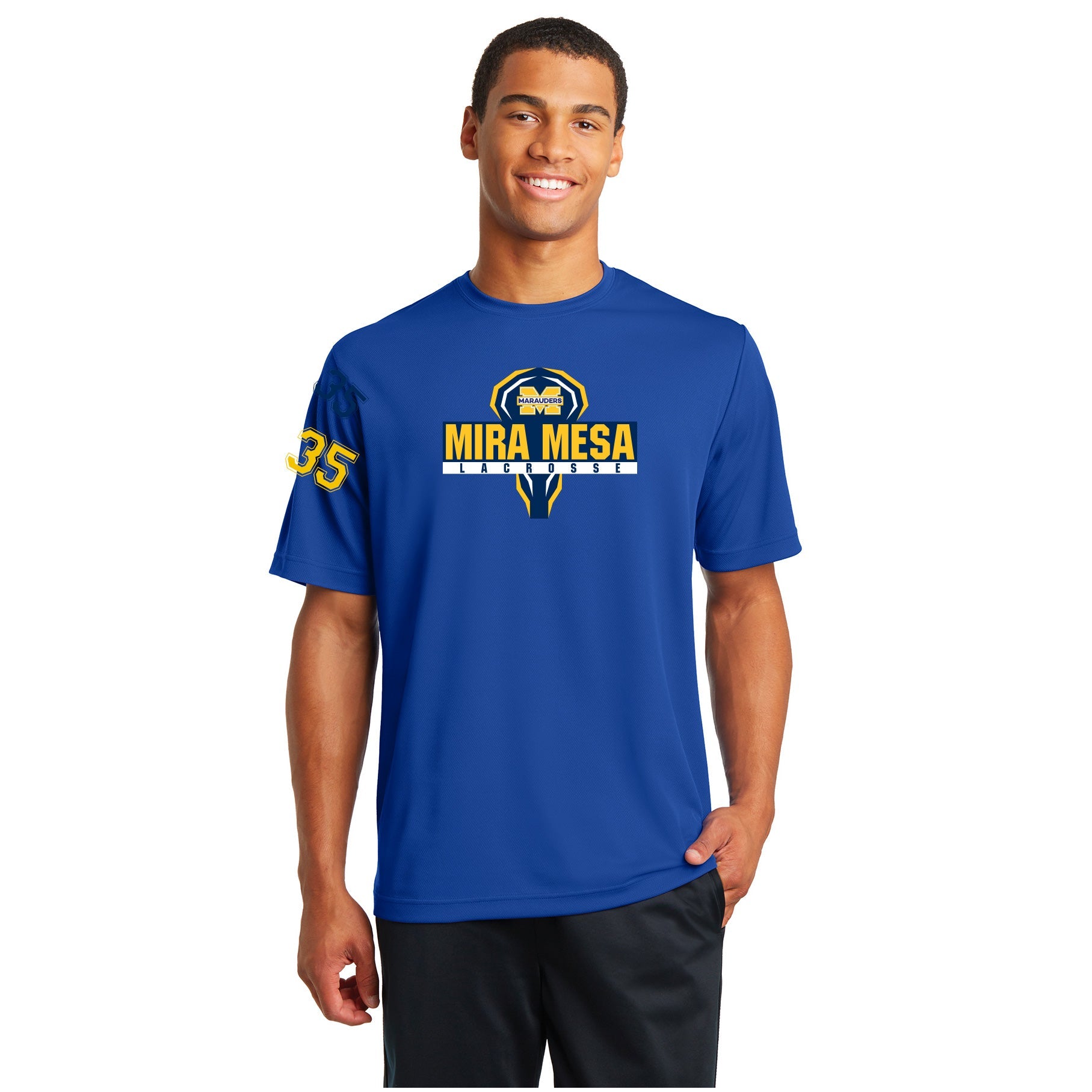 MIRA MESA GIRL'S LACROSSE MEN'S PERFORMANCE SHORT SLEEVE TEE - TEAM LOGO PRINT