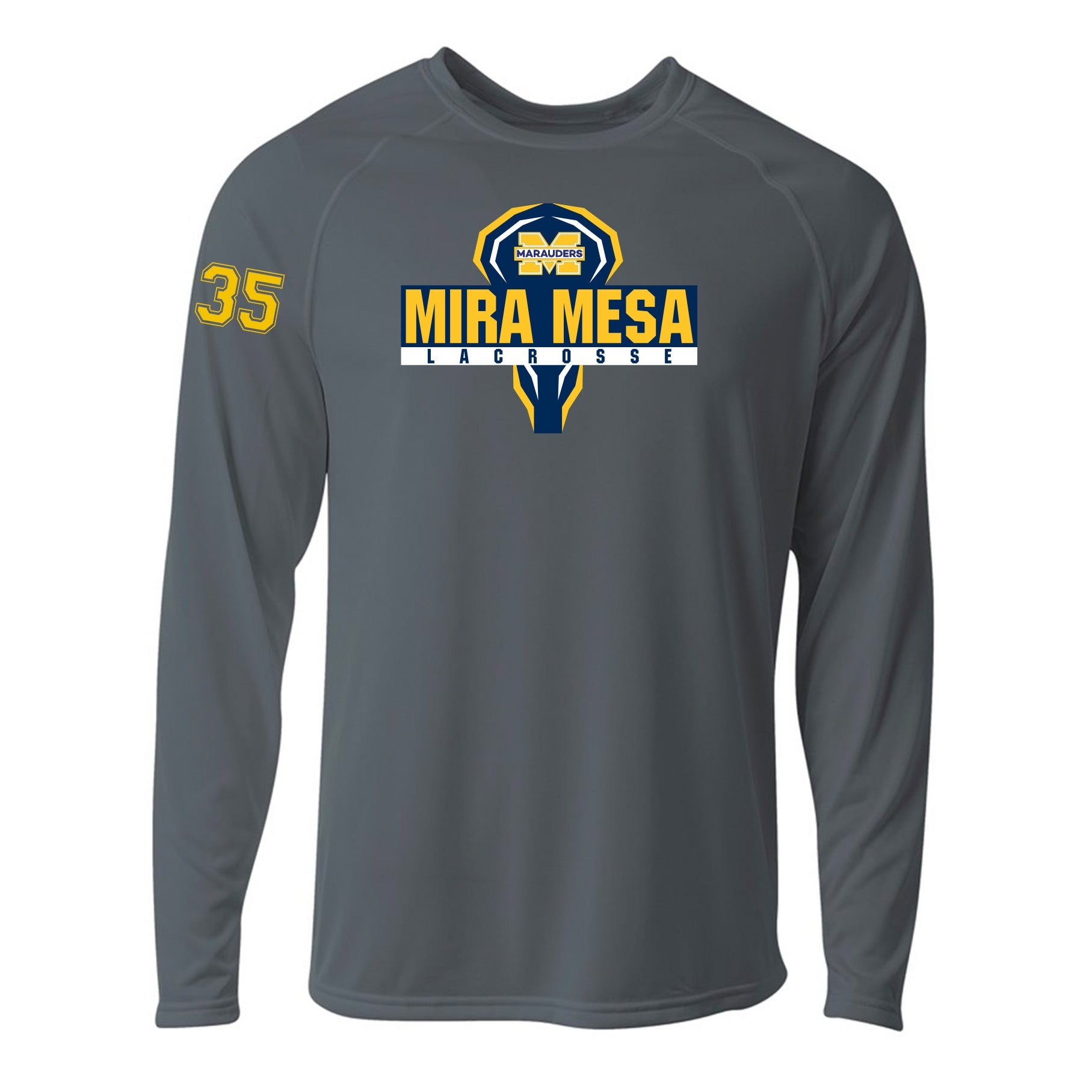 MIRA MESA GIRL'S LACROSSE MEN'S PERFORMANCE LONG SLEEVE TEE - TEAM LOGO PRINT