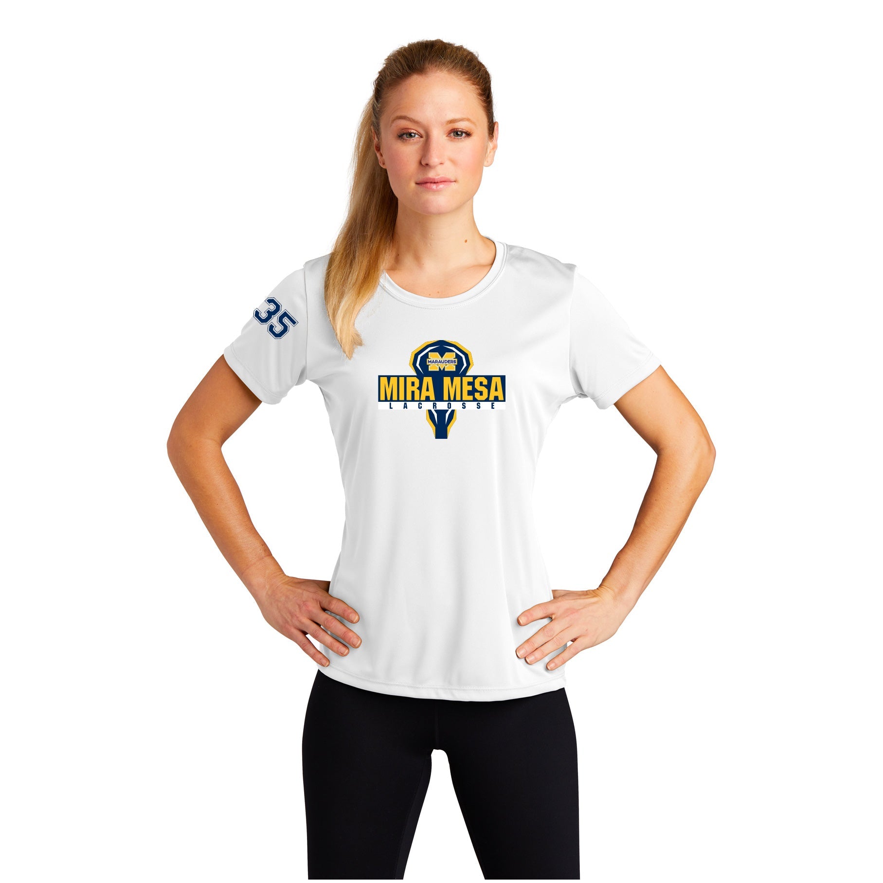 MIRA MESA GIRL'S LACROSSE WOMEN'S PERFORMANCE SHORT SLEEVE TEE - TEAM LOGO PRINT