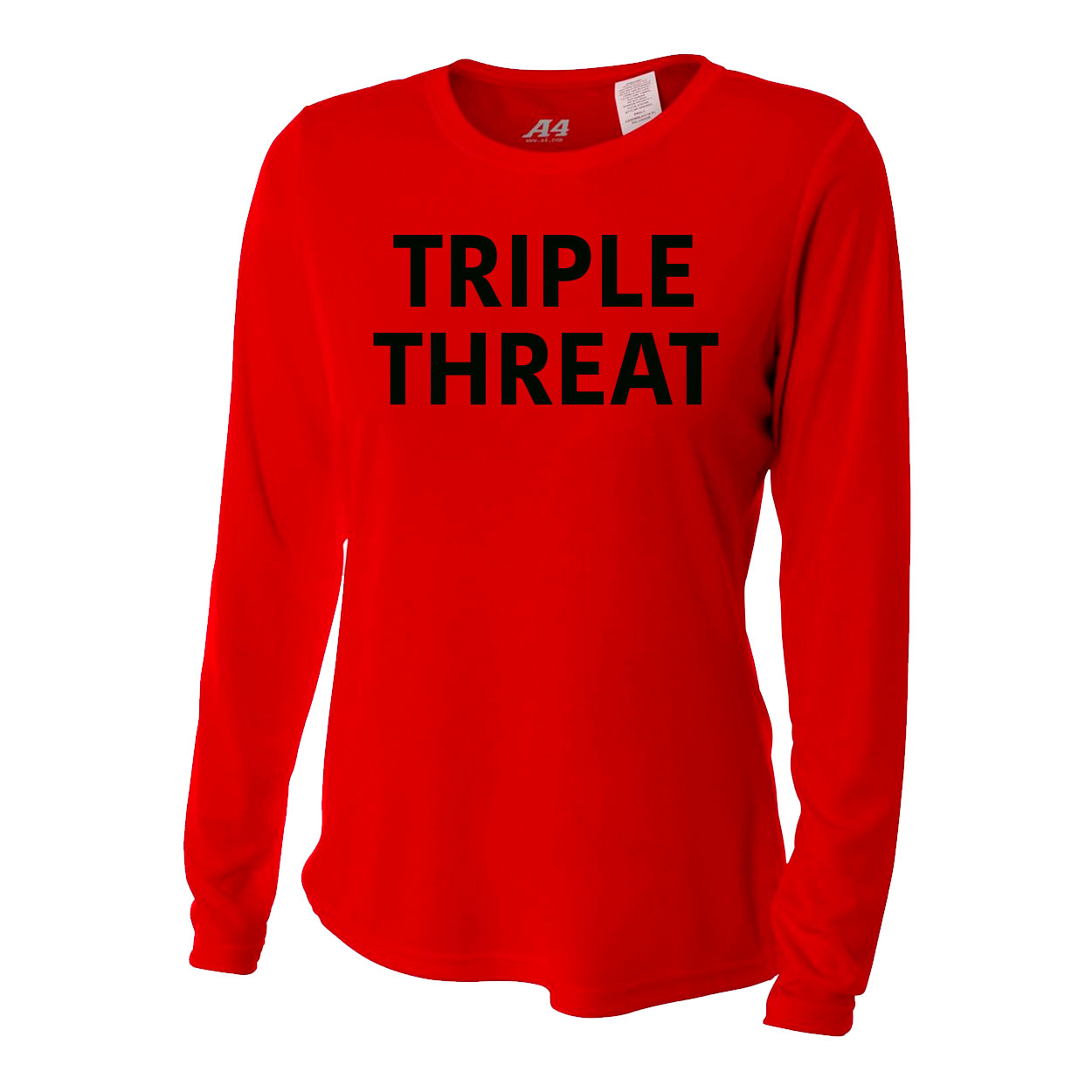 TRIPLE THREAT YOUTH, WOMEN'S & MEN'S PERFORMANCE LONG SLEEVE - RED (CUSTOMIZE ME)