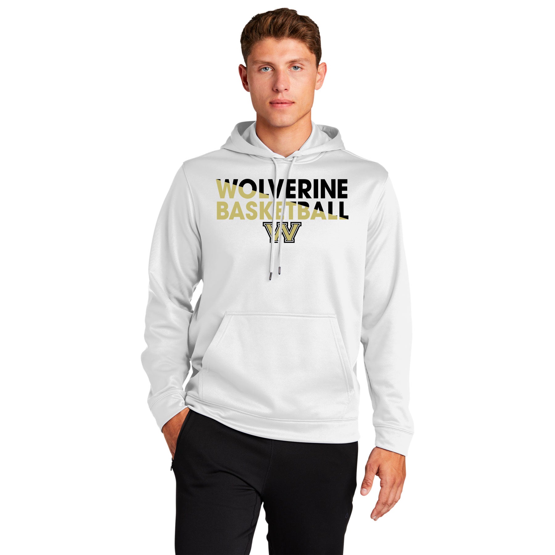 WOLVERINE BASKETBALL SLICE SPORT-WICK FLEECE HOODED PULLOVER