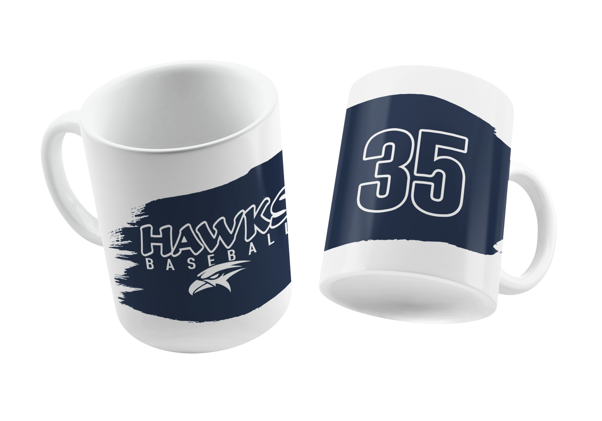 Hawk's Baseball 11oz Mug with Custom Number