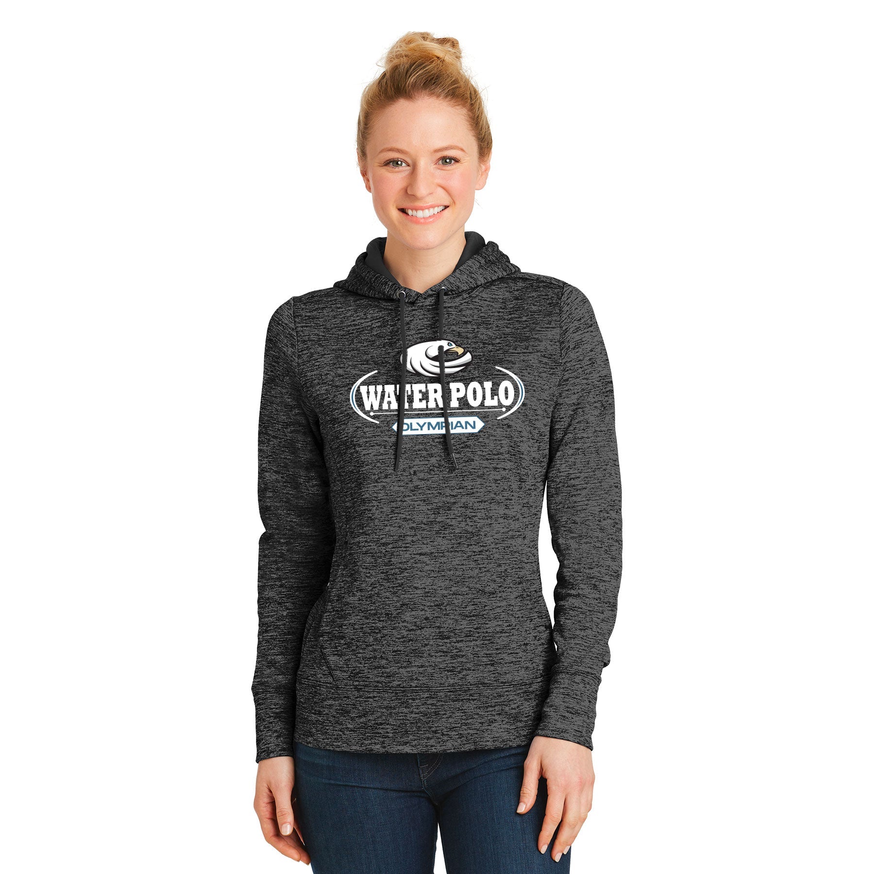 OLYMPIAN AQUATICS WATER POLO FOCUS LADY'S POSICHARGEELECTRIC HEATHER FLEECE HOODED PULLOVER