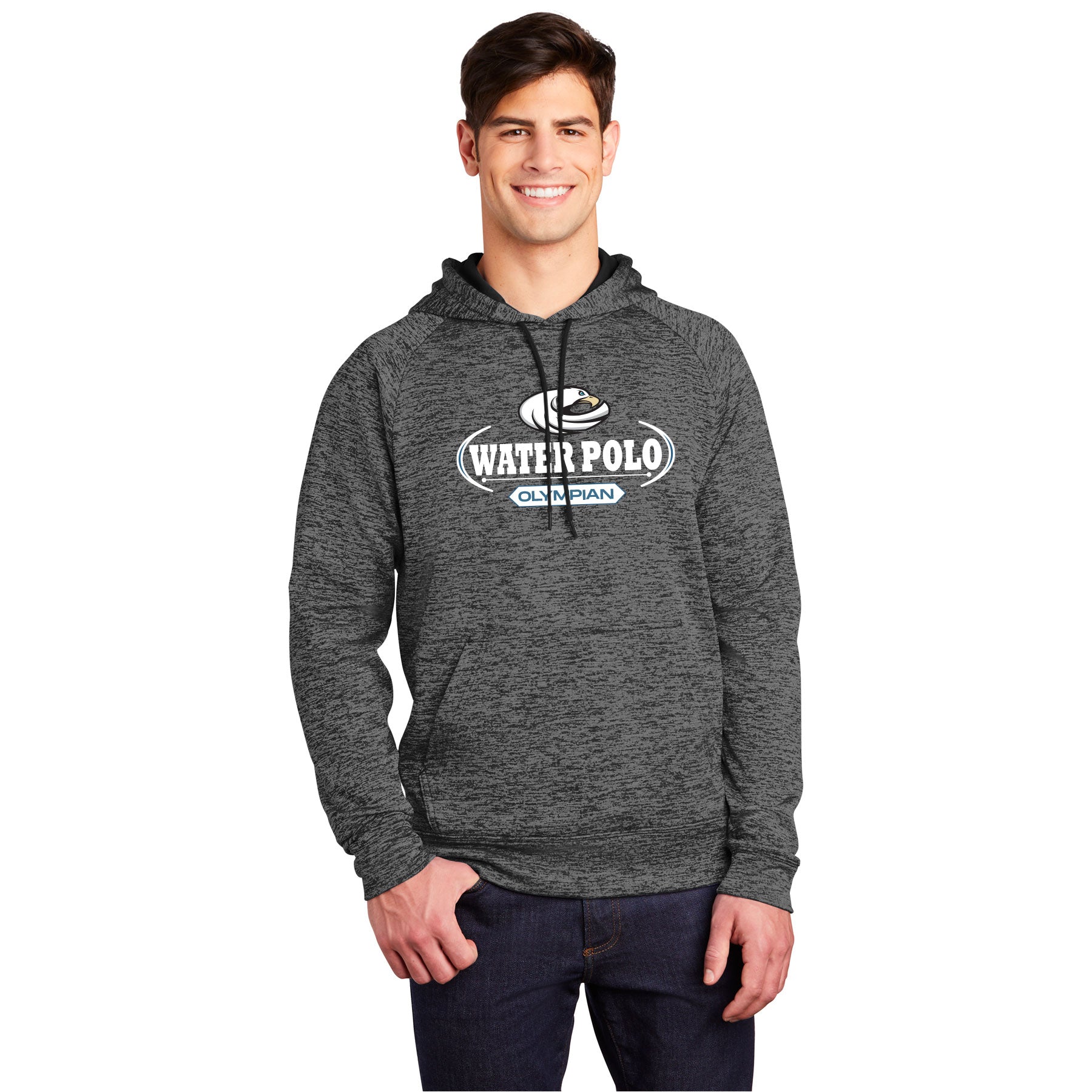 OLYMPIAN AQUATICS WATER POLO FOCUS ELECTRIC HEATHER FLEECE HOODED PULLOVER