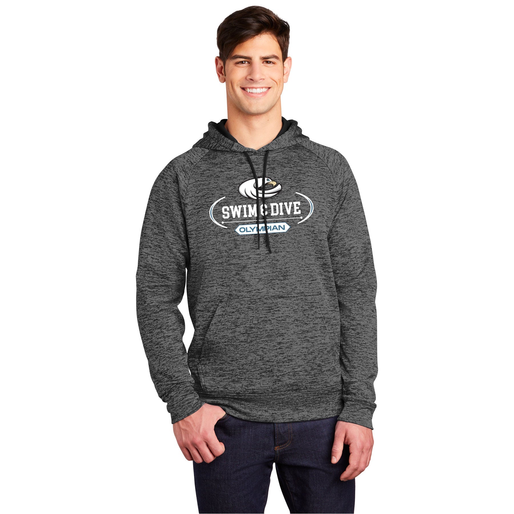 OLYMPIAN AQUATICS SWIM DIVE FOCUS ELECTRIC HEATHER FLEECE HOODED PULLOVER