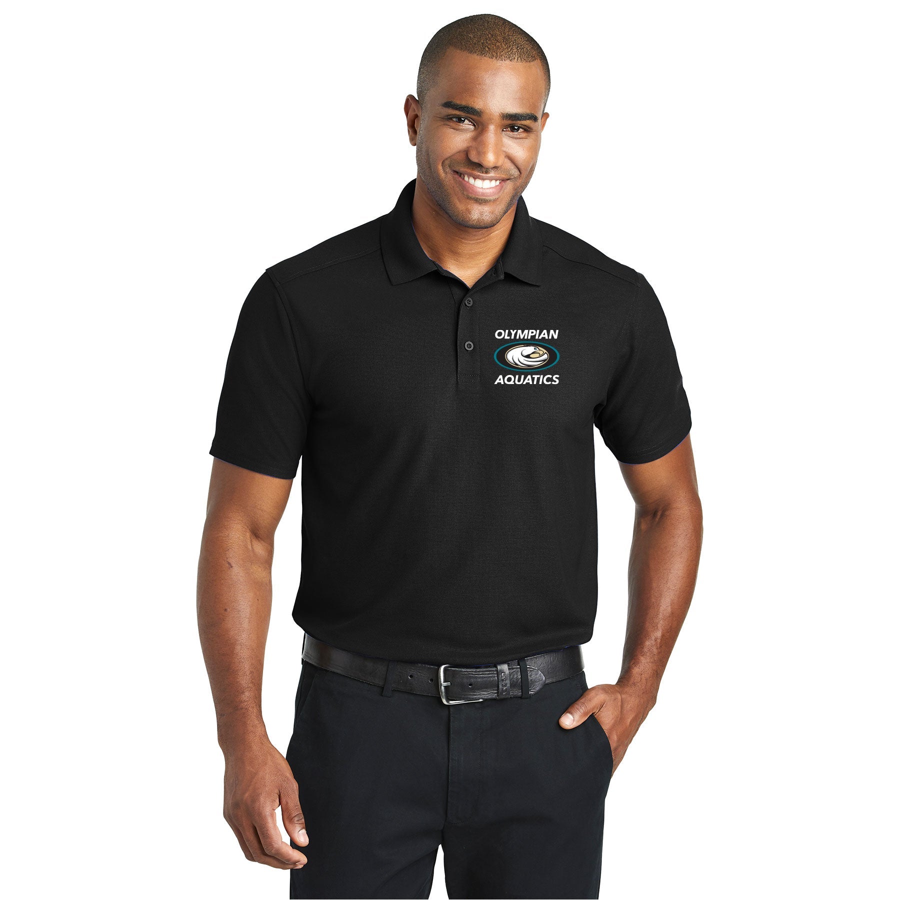 OLYMPIAN AQUATICS STACKED PERFORMANCE PIQUE POLO