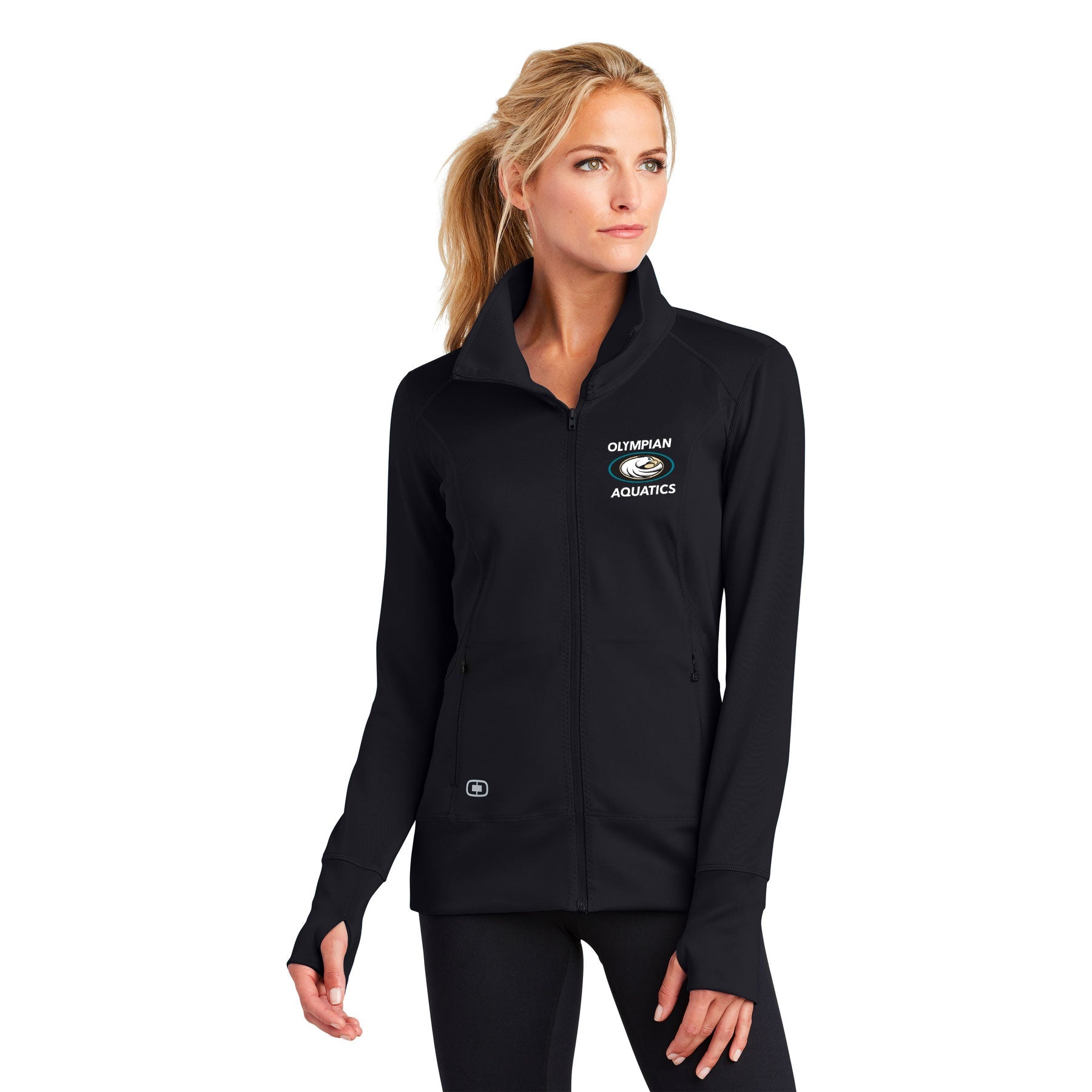 OLYMPIAN AQUATICS STACKED LEFT CHEST BLOCK OGIO ENDURANCE LADIES FULCRUM FULL-ZIP