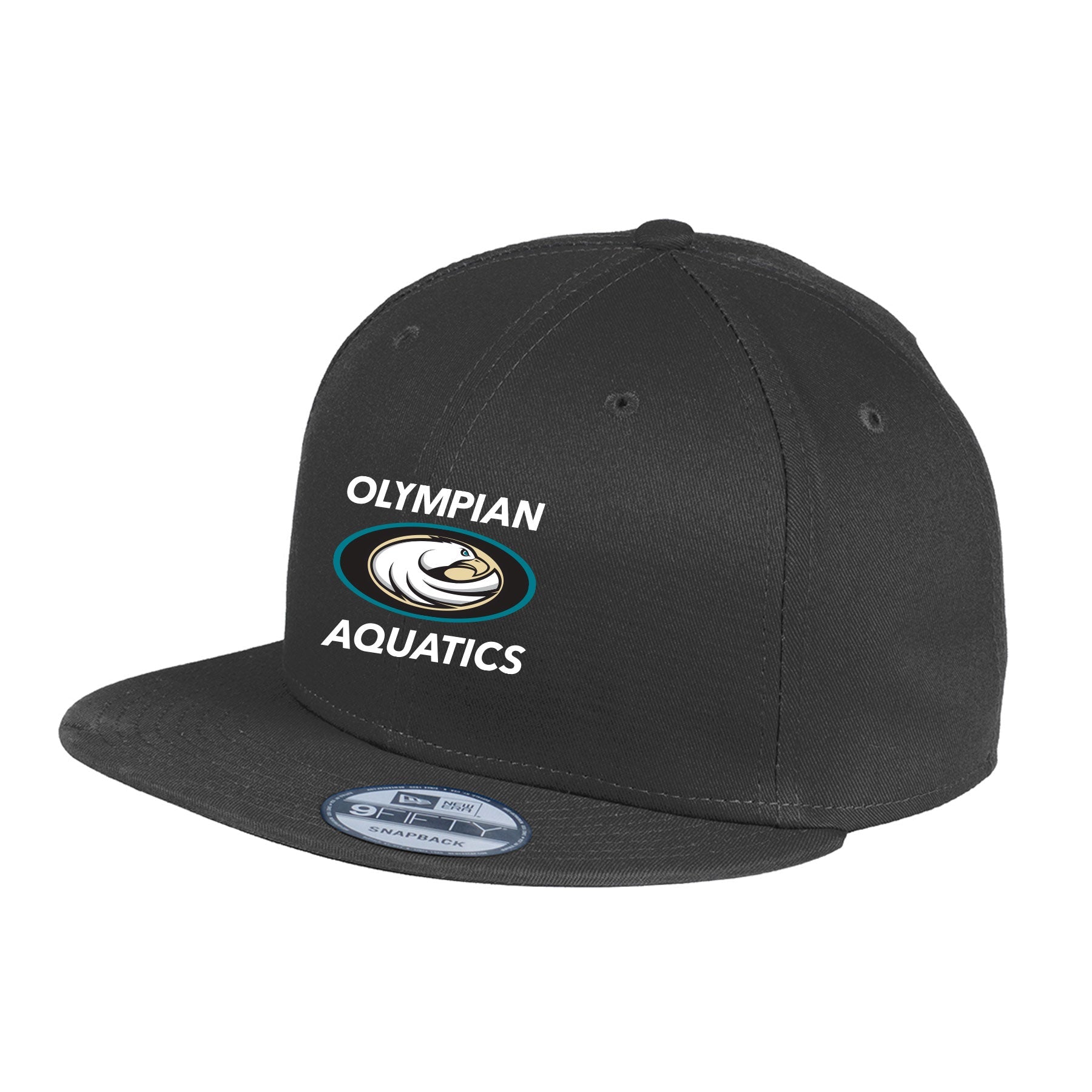 OLYMPIAN AQUATICS STACKED NEW ERA FLAT BILL SNAPBACK CAP