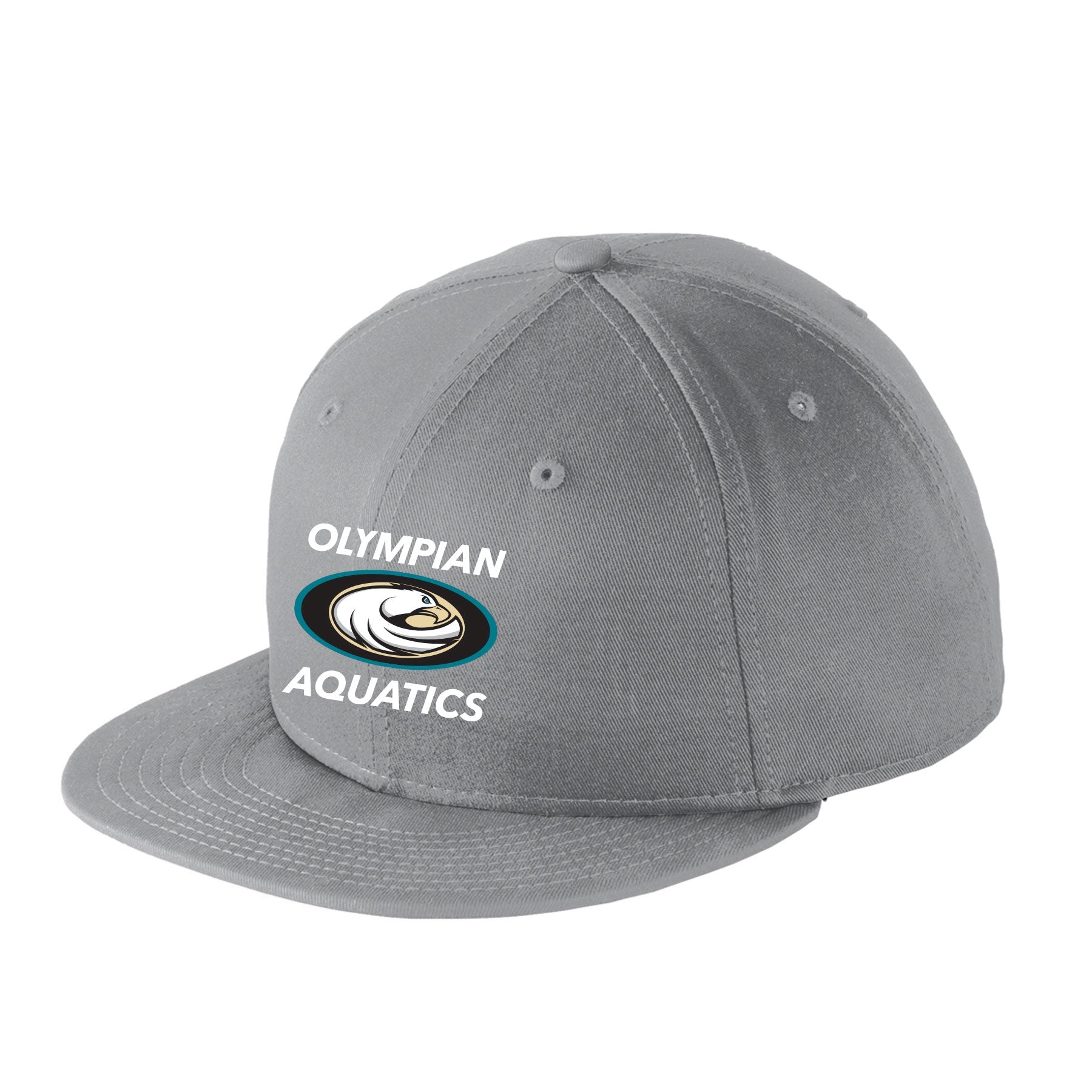 OLYMPIAN AQUATICS STACKED NEW ERA FLAT BILL SNAPBACK CAP