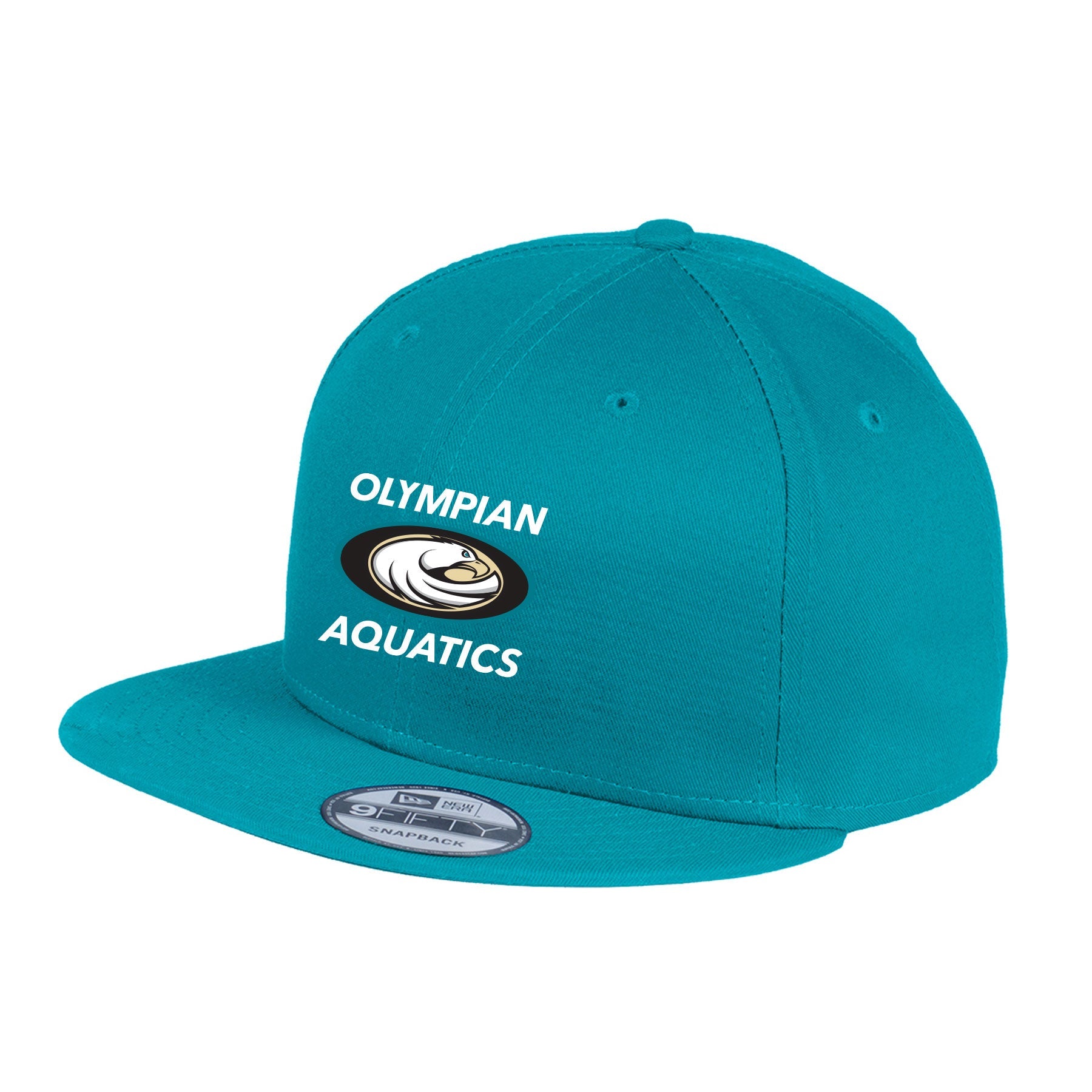 OLYMPIAN AQUATICS STACKED NEW ERA FLAT BILL SNAPBACK CAP