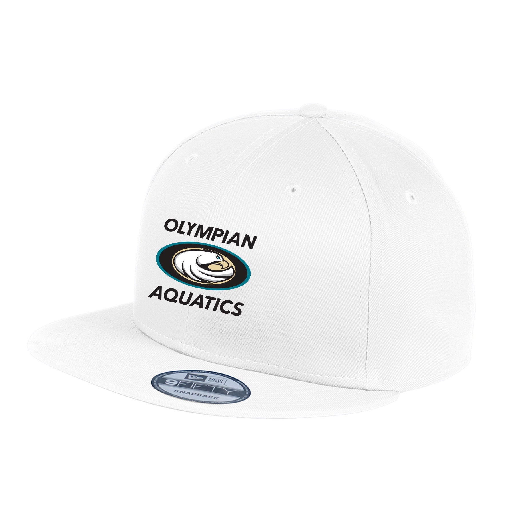 OLYMPIAN AQUATICS STACKED NEW ERA FLAT BILL SNAPBACK CAP