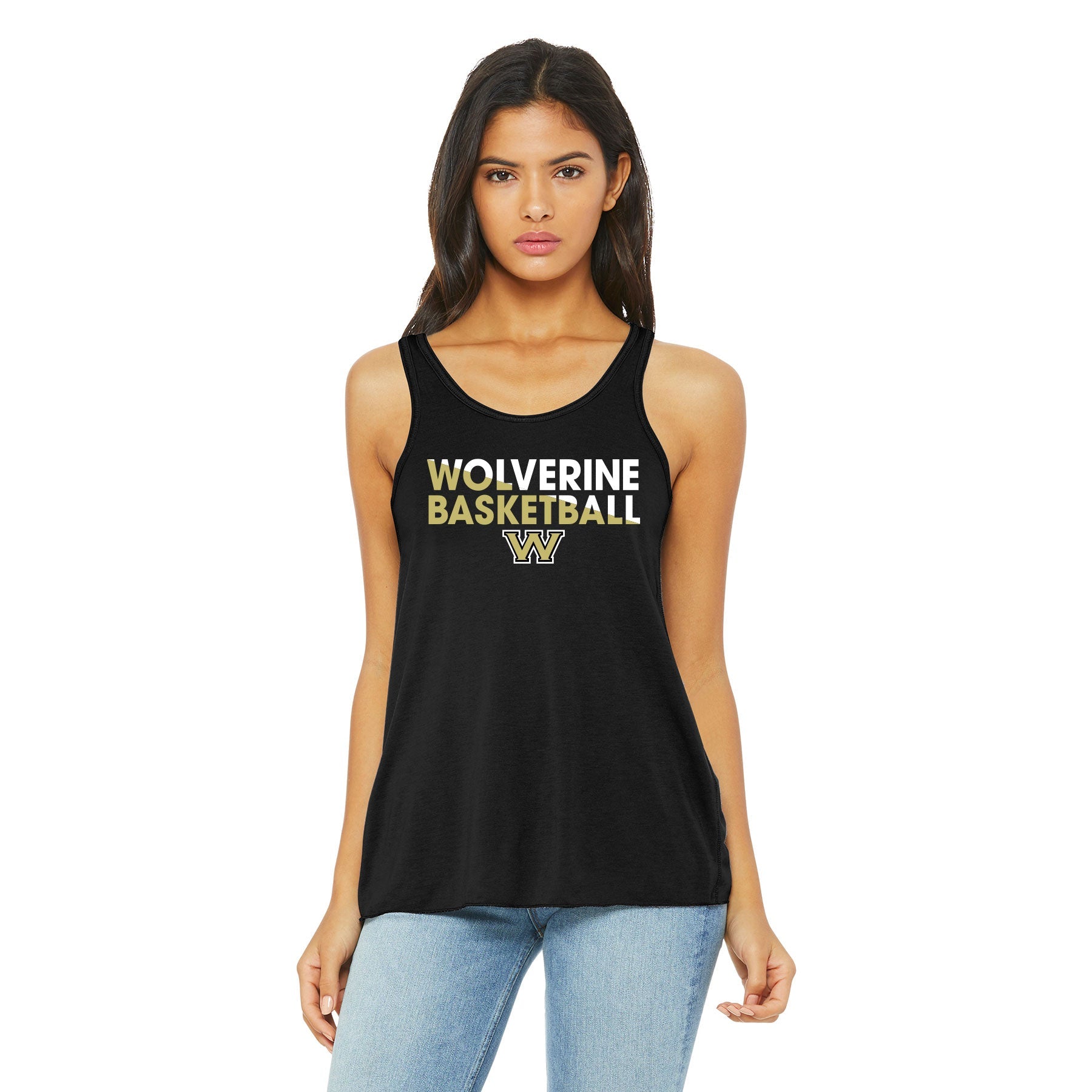 Wolverine Basketball Slice Flowy Racerback Tank