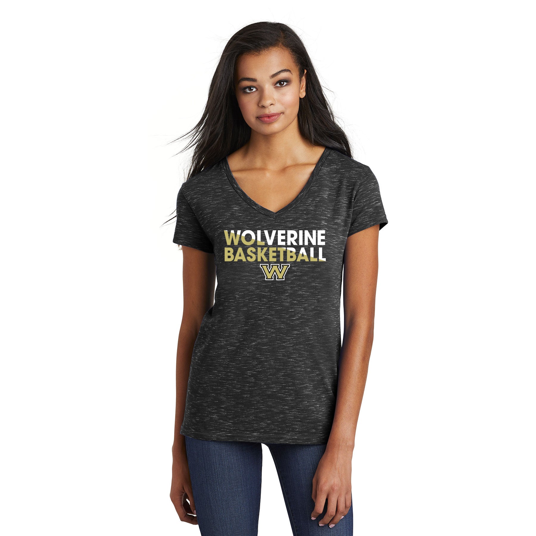 Wolverine Basketball Slice WomenÕs Medal V-Neck Tee