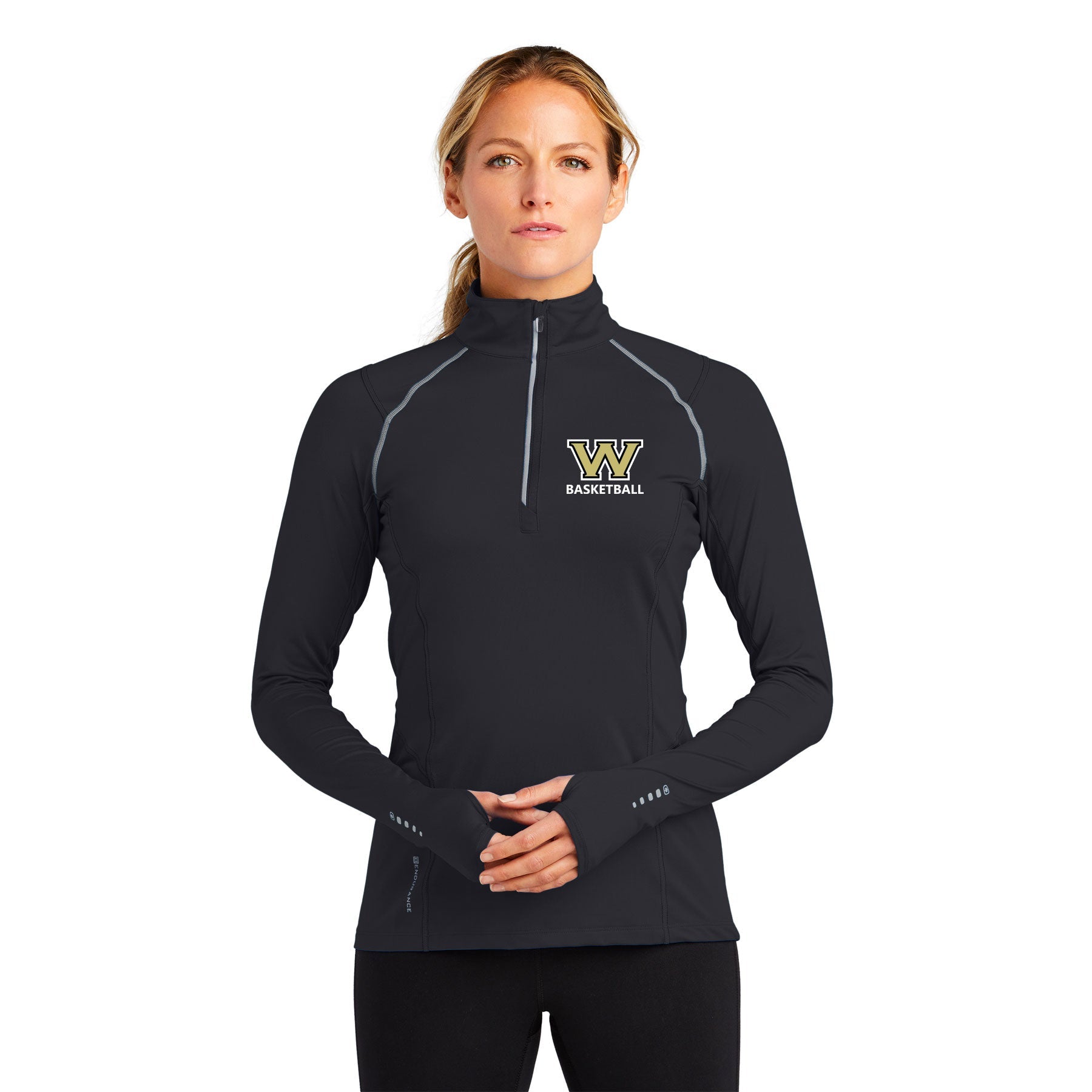 Wolverine Basketball Left Chest Block Ladies Nexus 1/4-Zip Pullover - Embroidered