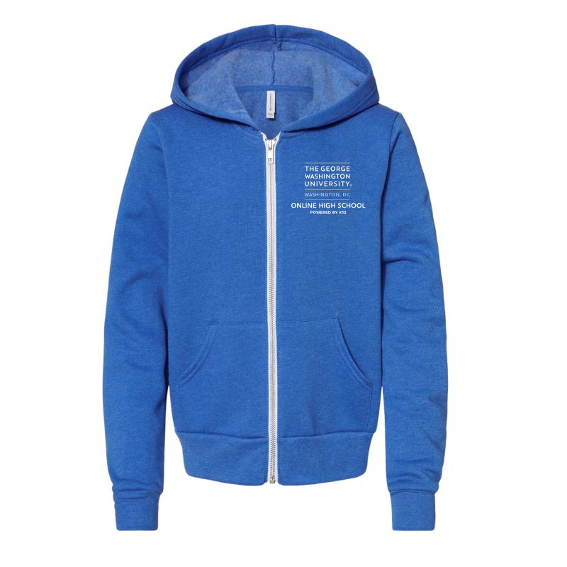 GWUOHS LOGO YOUTH SPONGE FLEECE FULL-ZIP HOODIE