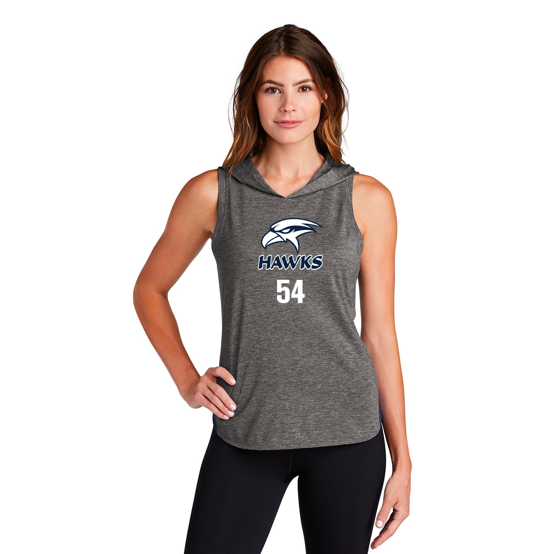 SAN DIEGO HAWKS LOGO TRI-BLEND WICKING DRAFT HOODIE TANK