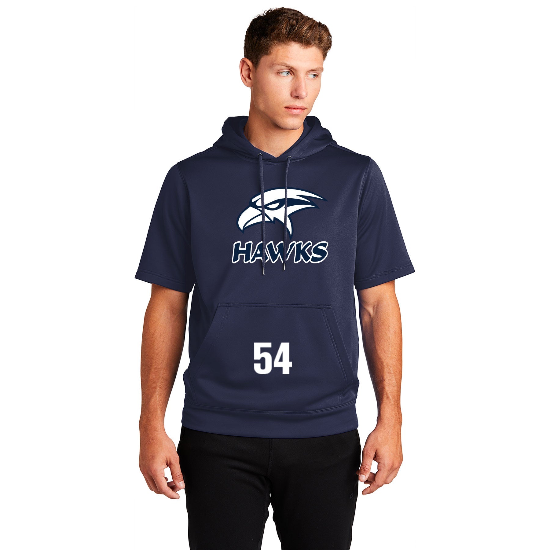 SAN DIEGO HAWKS LOGO PERFORMANCE FLEECE SHORT SLEEVE HOODED PULLOVER