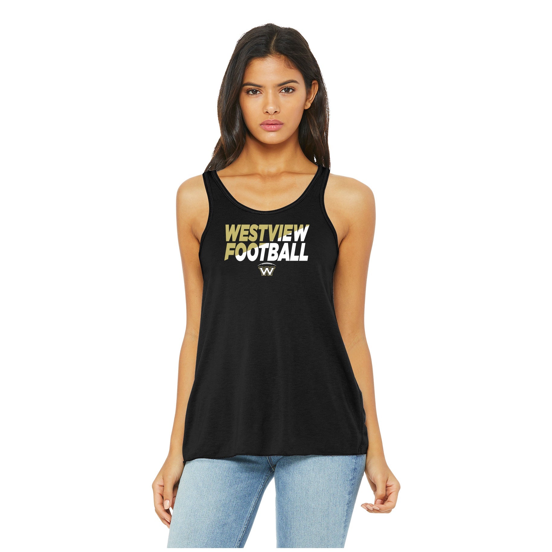 WESTVIEW FOOTBALL SLICE - BELLA+CANVAS ® WOMENÕS FLOWY RACERBACK TANK