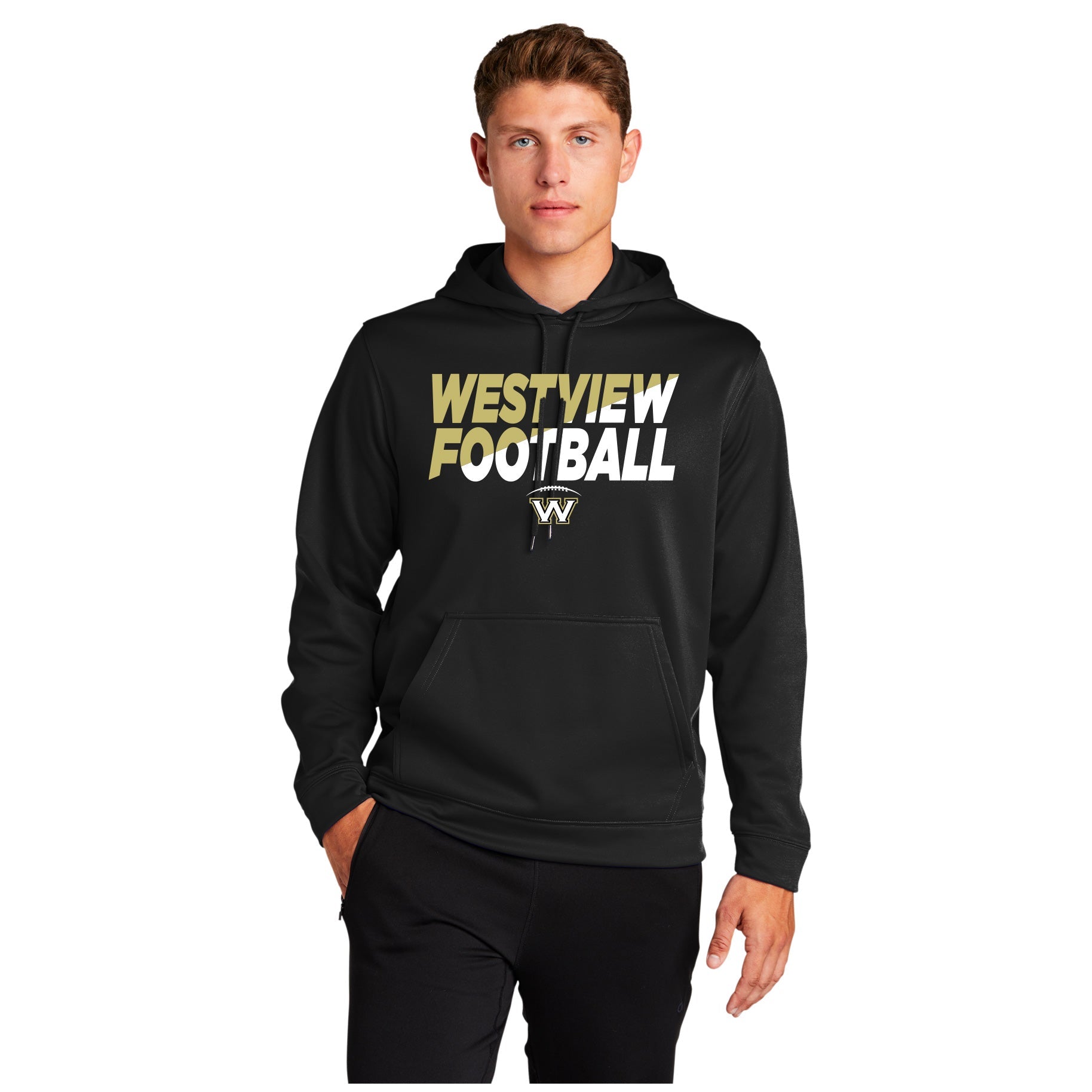 WESTVIEW FOOTBALL SLICE - SPORT-WICK® FLEECE HOODED PULLOVER