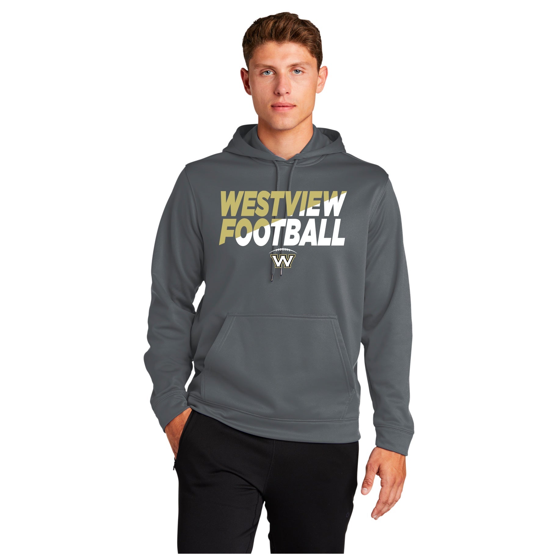 WESTVIEW FOOTBALL SLICE - SPORT-WICK® FLEECE HOODED PULLOVER