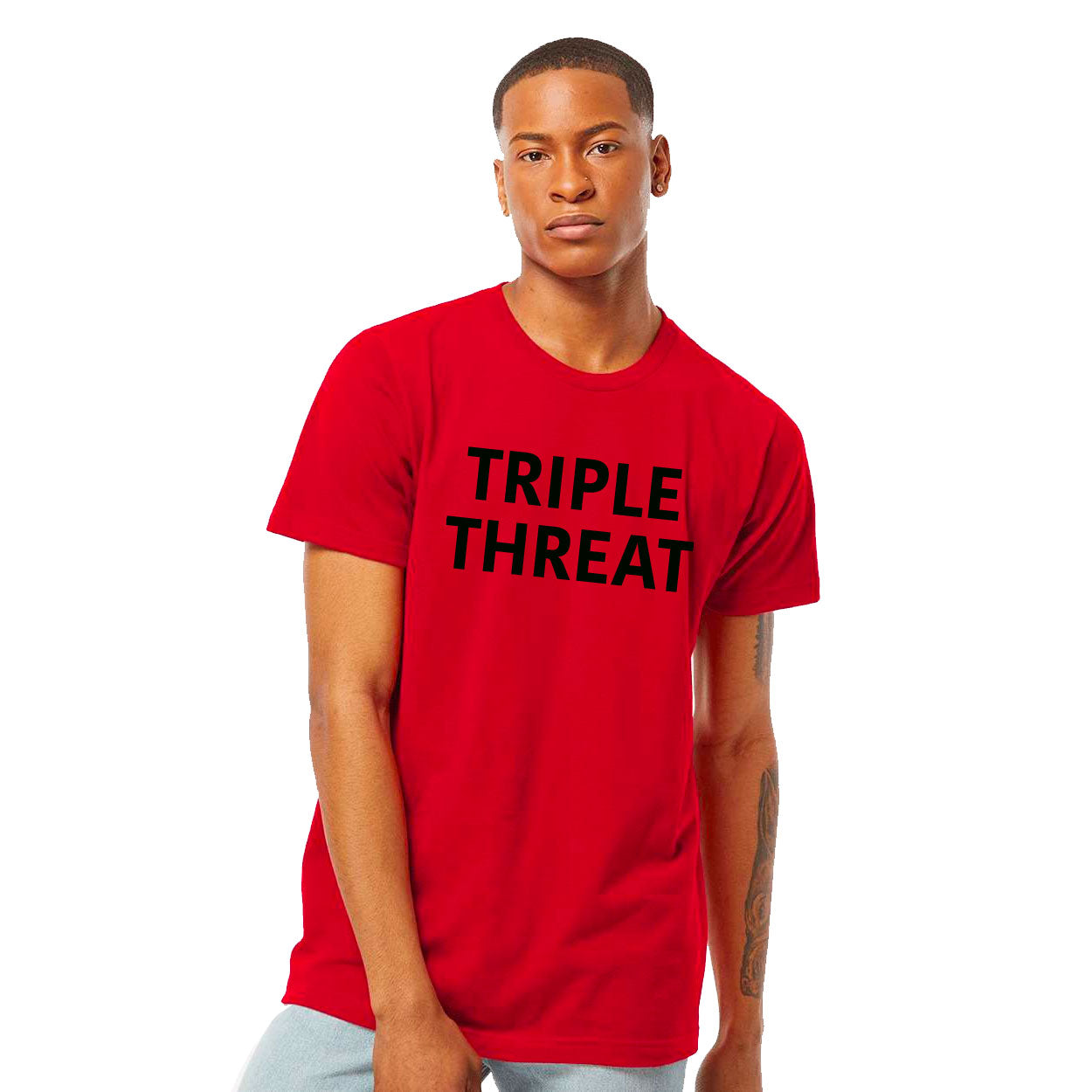 TRIPLE THREAT YOUTH, WOMEN'S & MEN'S SHORT SLEEVE FASHION TEE - RED