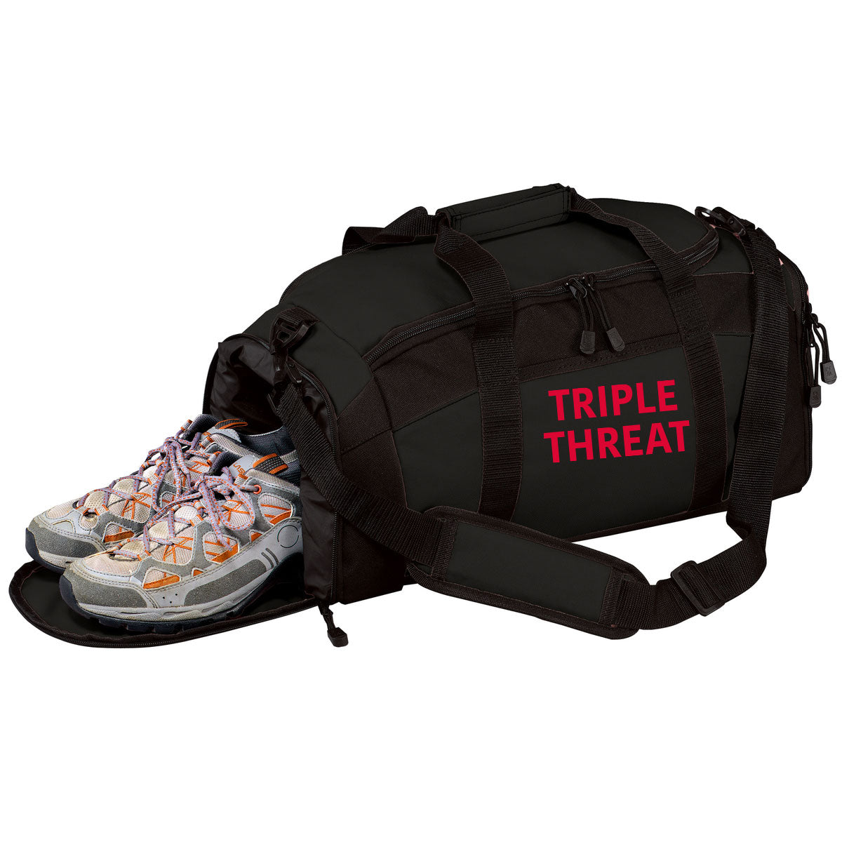 TRIPLE THREAT EMBROIDERED PLAYER DUFFLE BAG