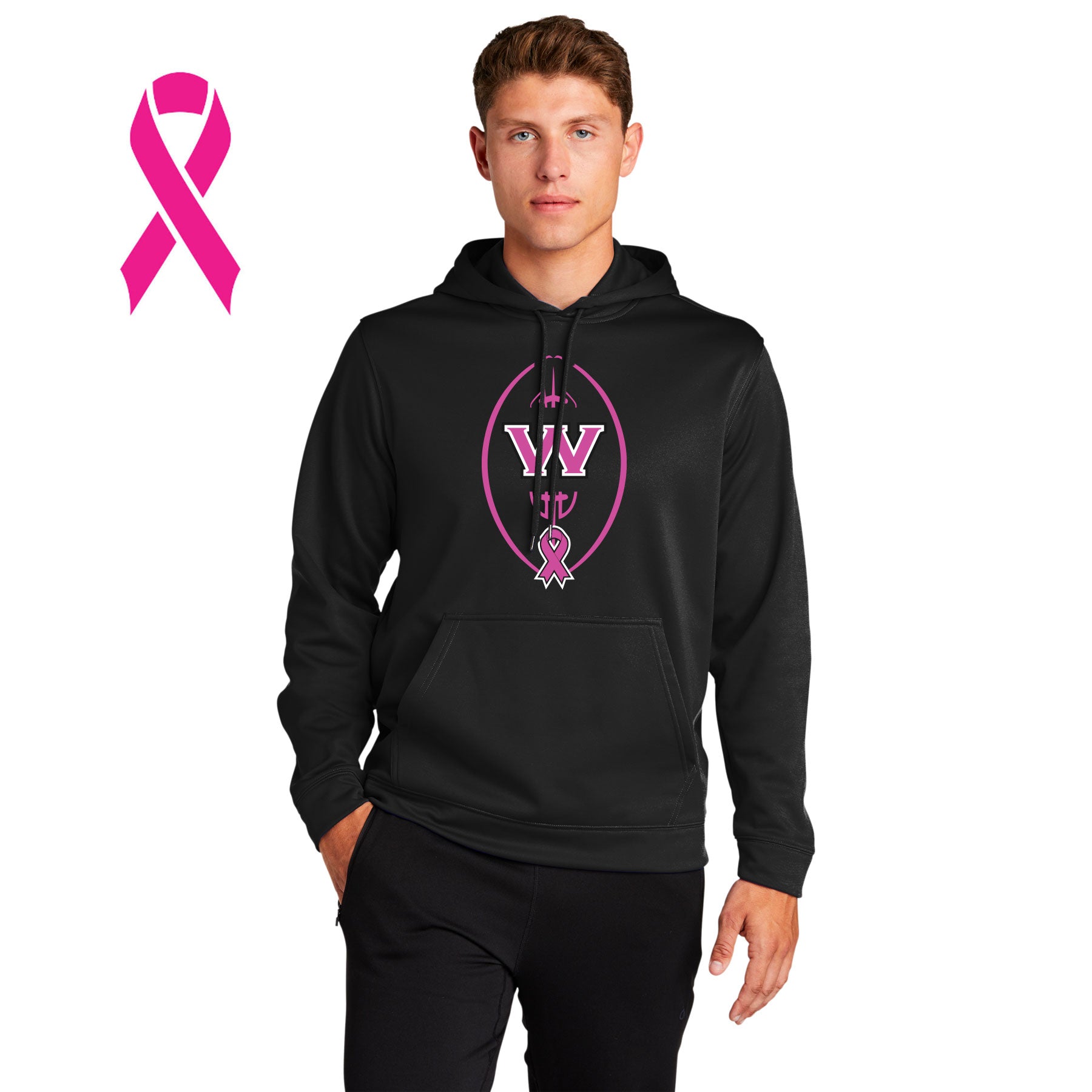WESTVIEW FOOTBALL BREAST CANCER AWARENESS - SPORT-WICK® FLEECE HOODED PULLOVER