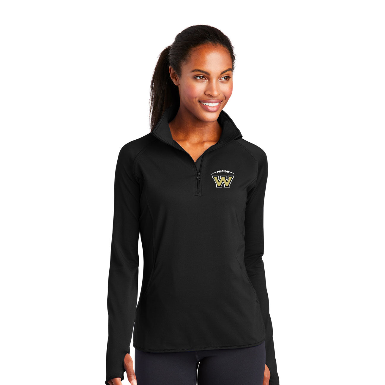 WESTVIEW FOOTBALL LOGO LADIES SPORT-WICK STRETCH 1/4-ZIP PULLOVER