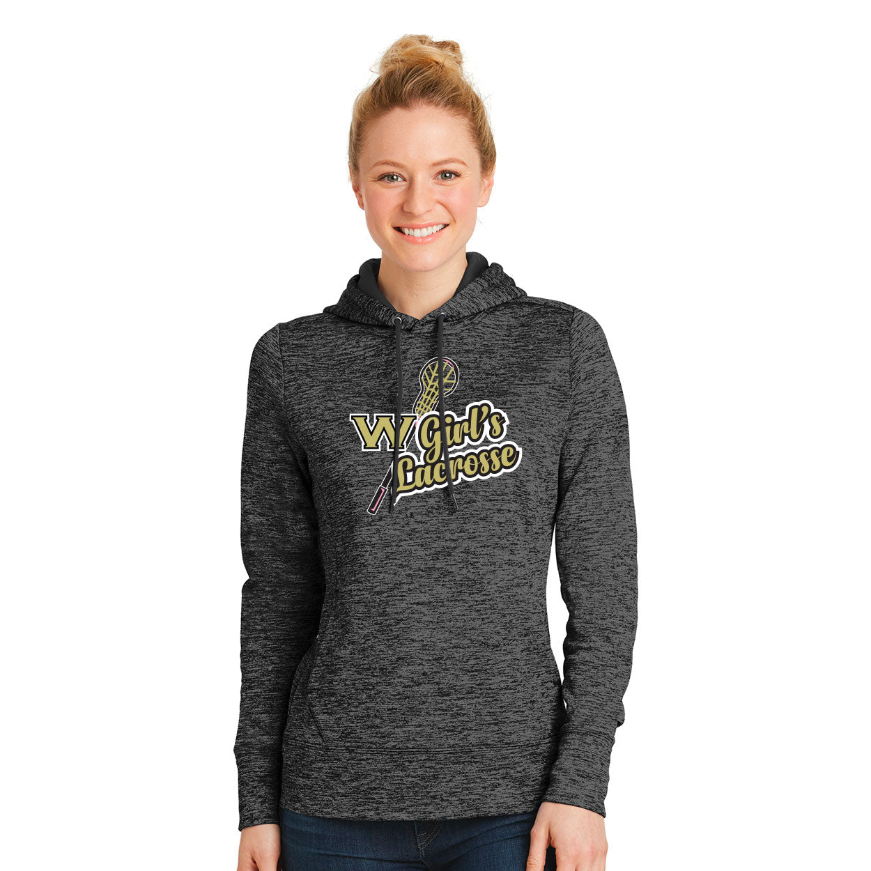 WESTVIEW LACROSSE WOMEN'S LADY'S POSICHARGEELECTRIC HEATHER FLEECE HOODED PULLOVER