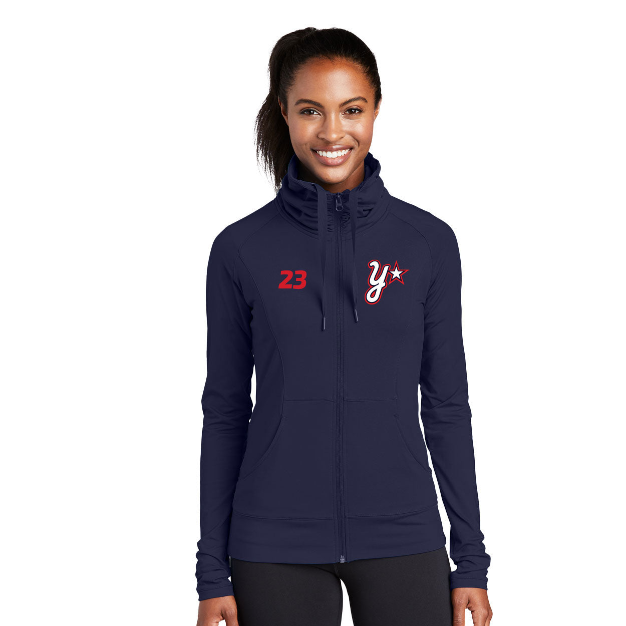 Y'ALLS EMBROIDERED SPORT-WICK STRETCH FULL-ZIP JACKET