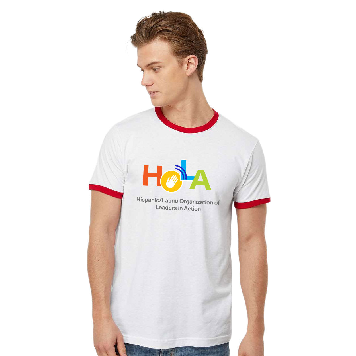HOLA LOGO FINE JERSEY RINGER T-SHIRT